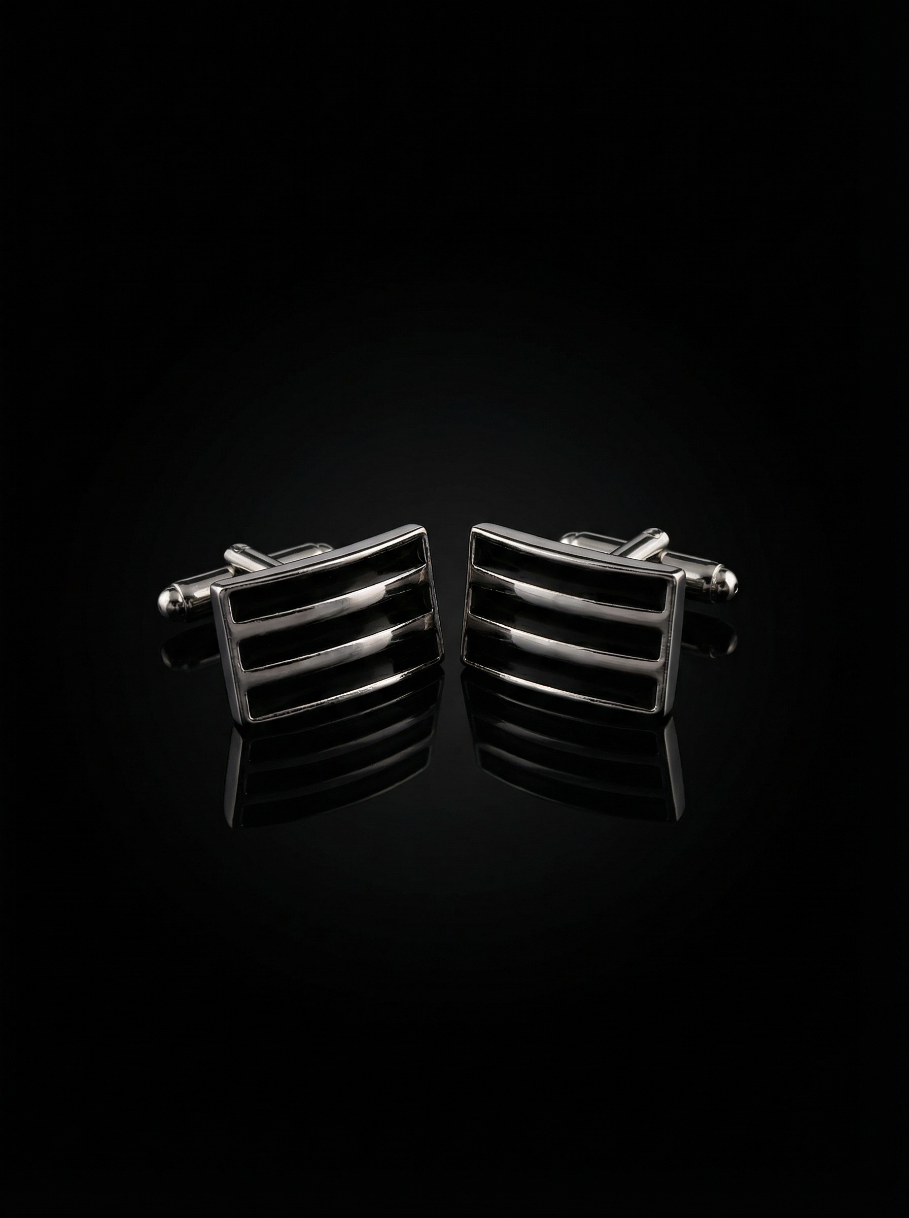 Tiered Black Bar Cufflinks Tivaaro