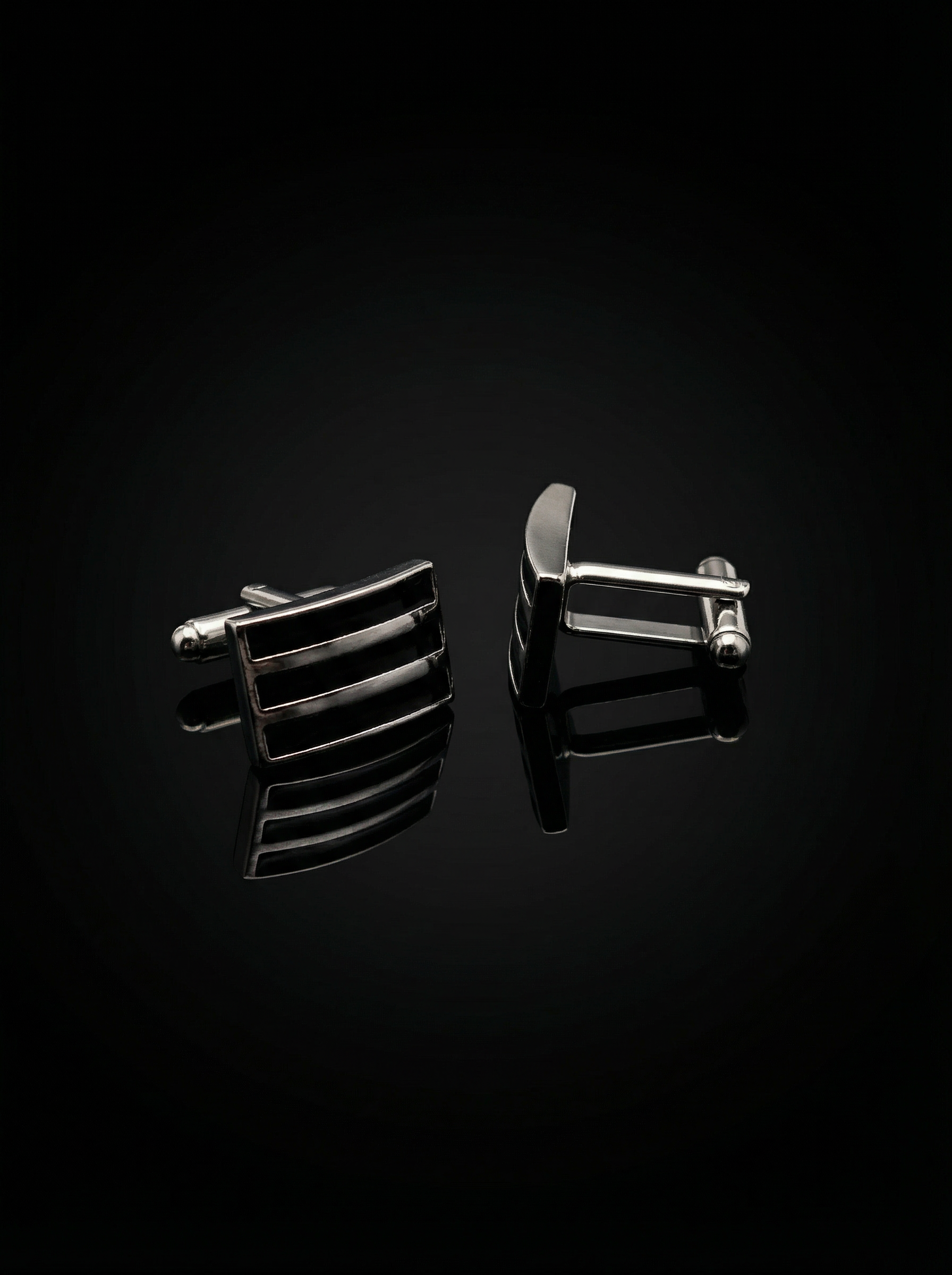 Tiered Black Bar Cufflinks Tivaaro