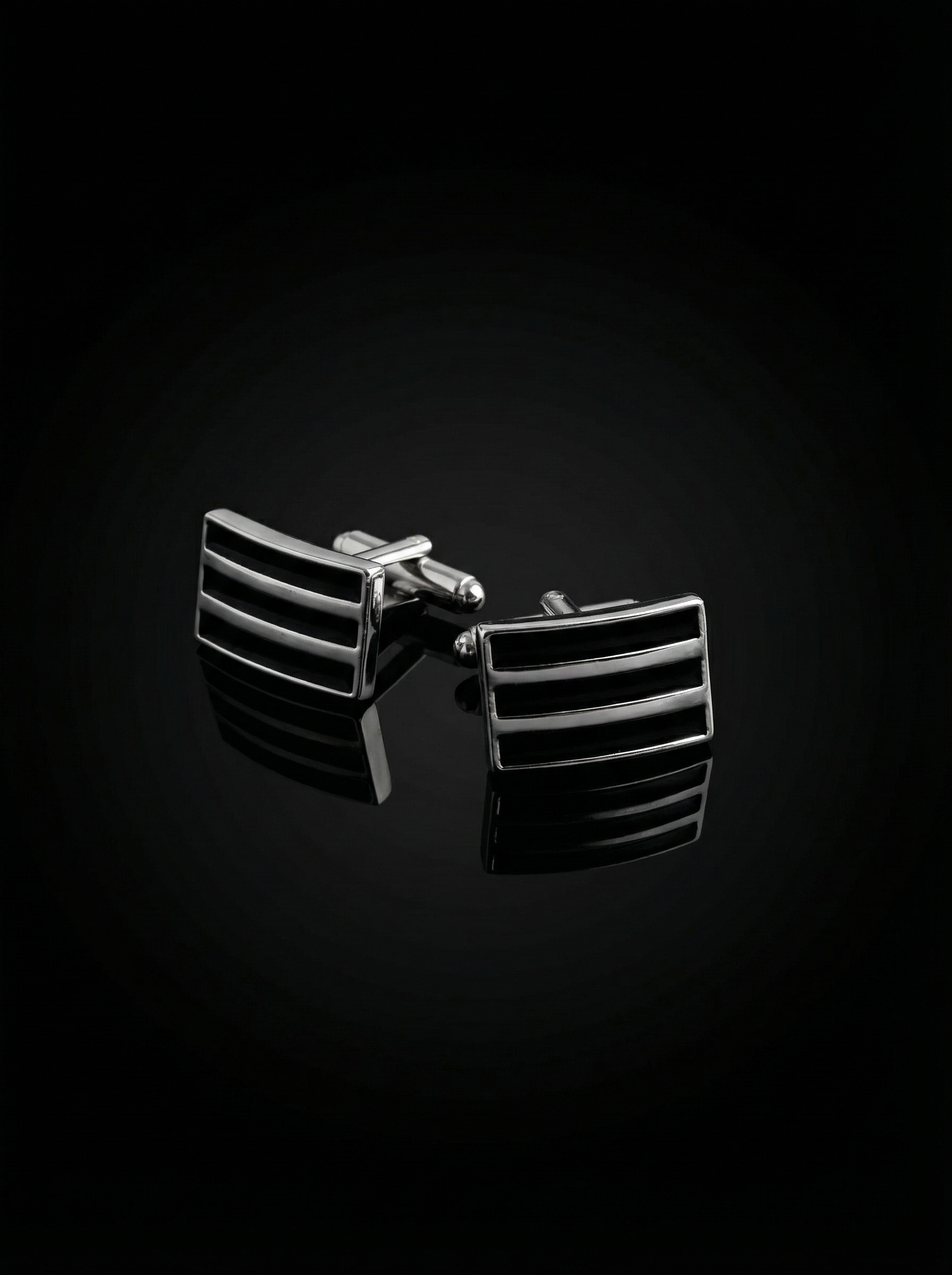 Tiered Black Bar Cufflinks Tivaaro