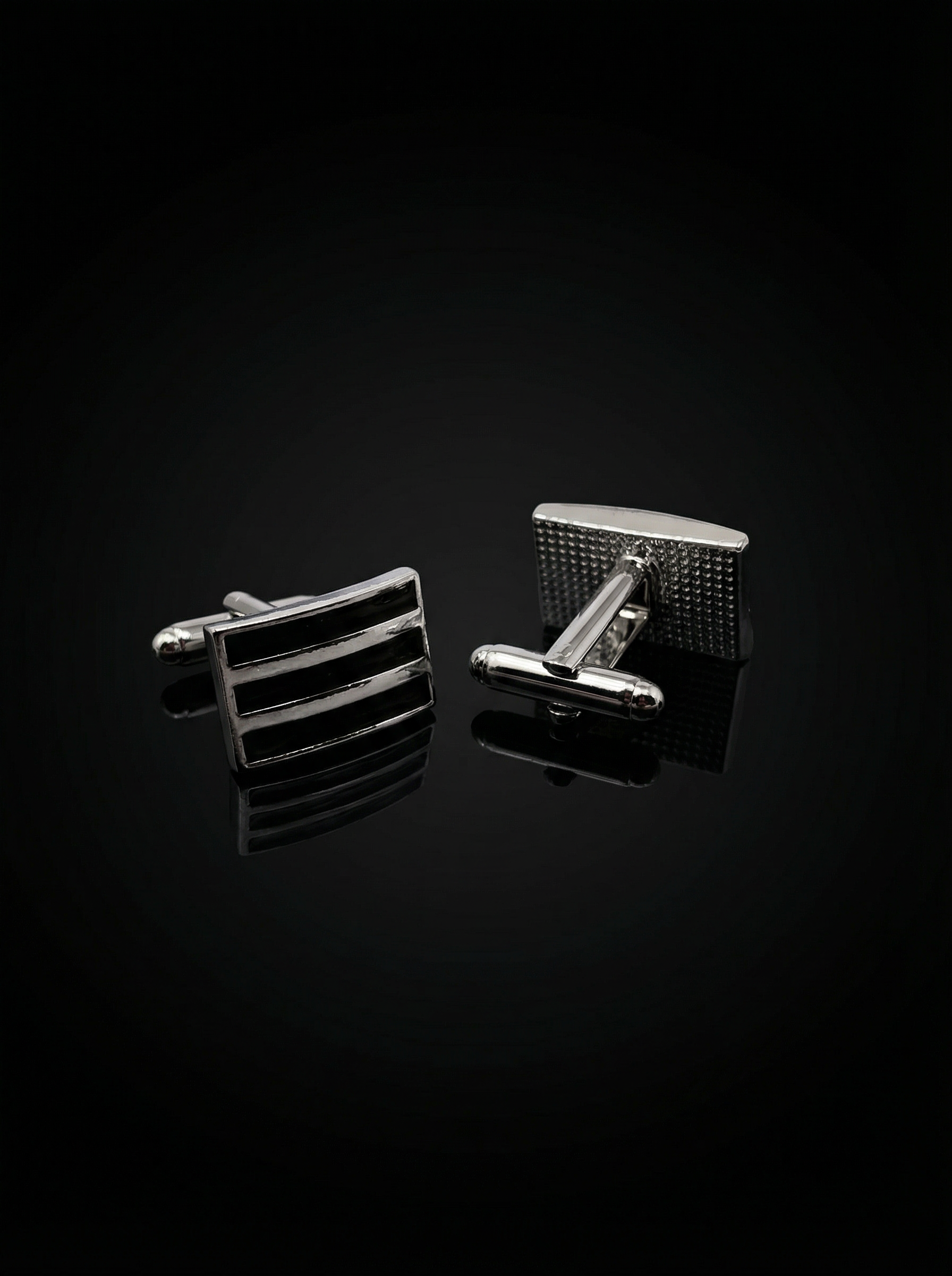 Tiered Black Bar Cufflinks Tivaaro