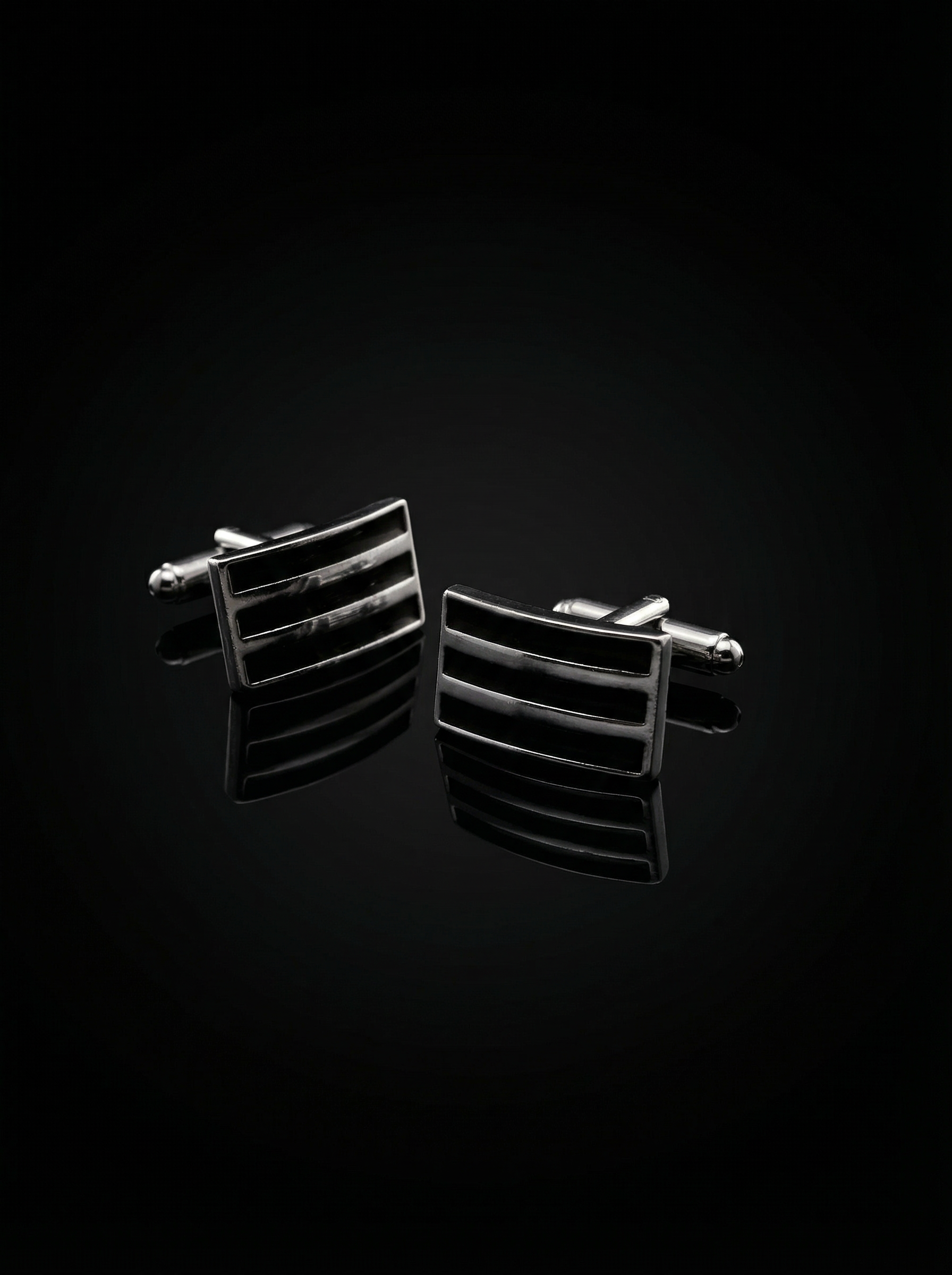 Tiered Black Bar Cufflinks Tivaaro