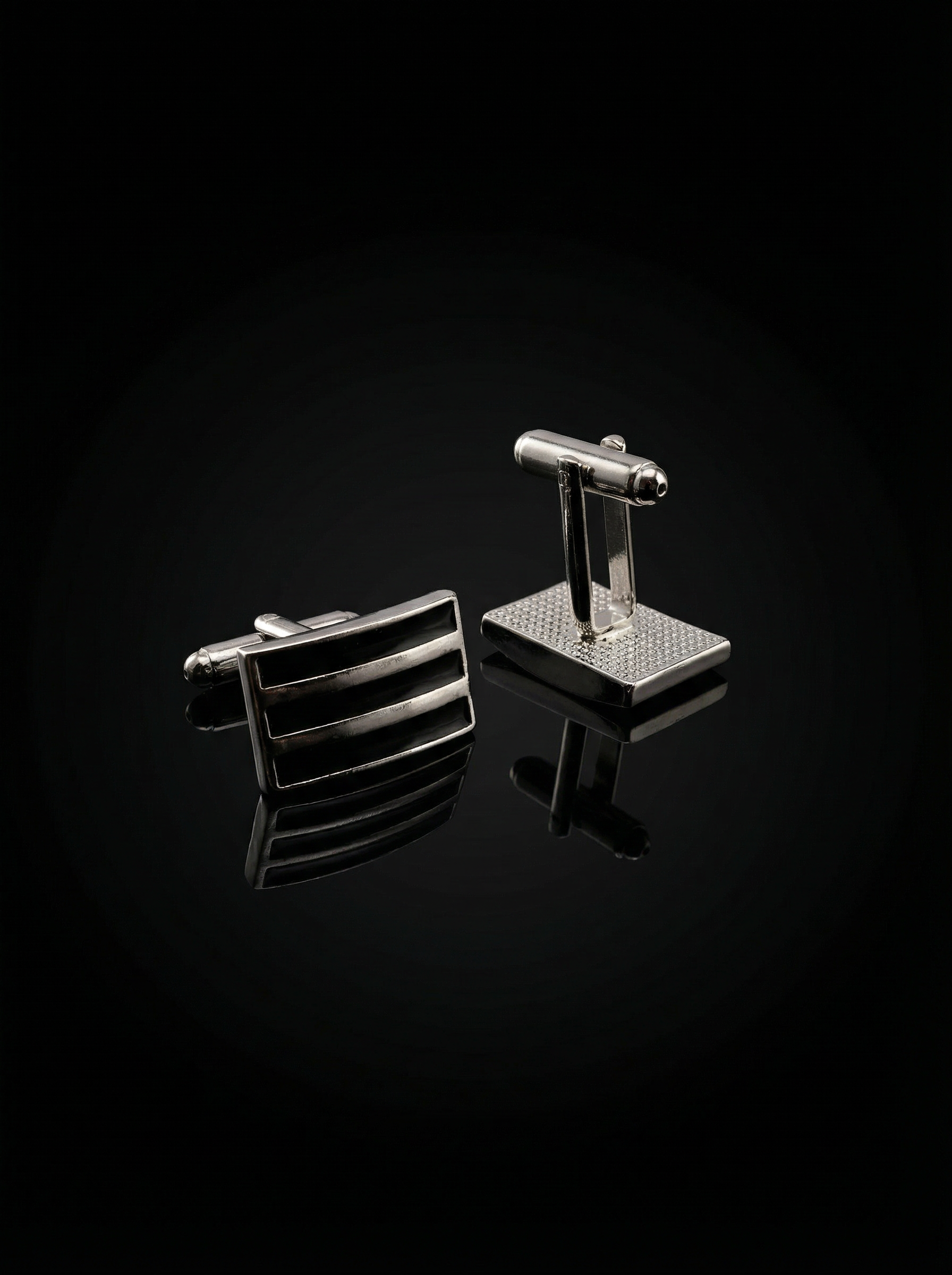 Tiered Black Bar Cufflinks Tivaaro