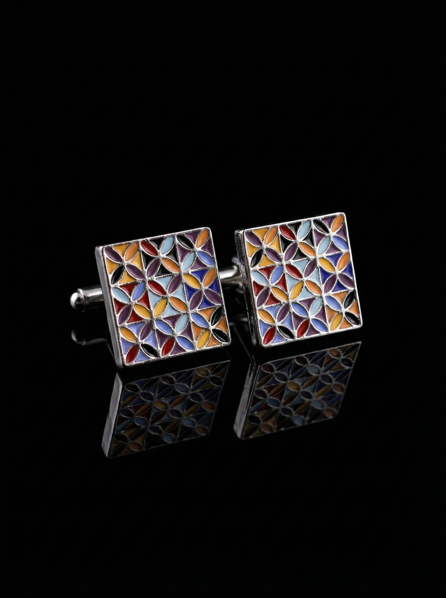 Tiled Leaf Multicolor Cufflinks Tivaaro