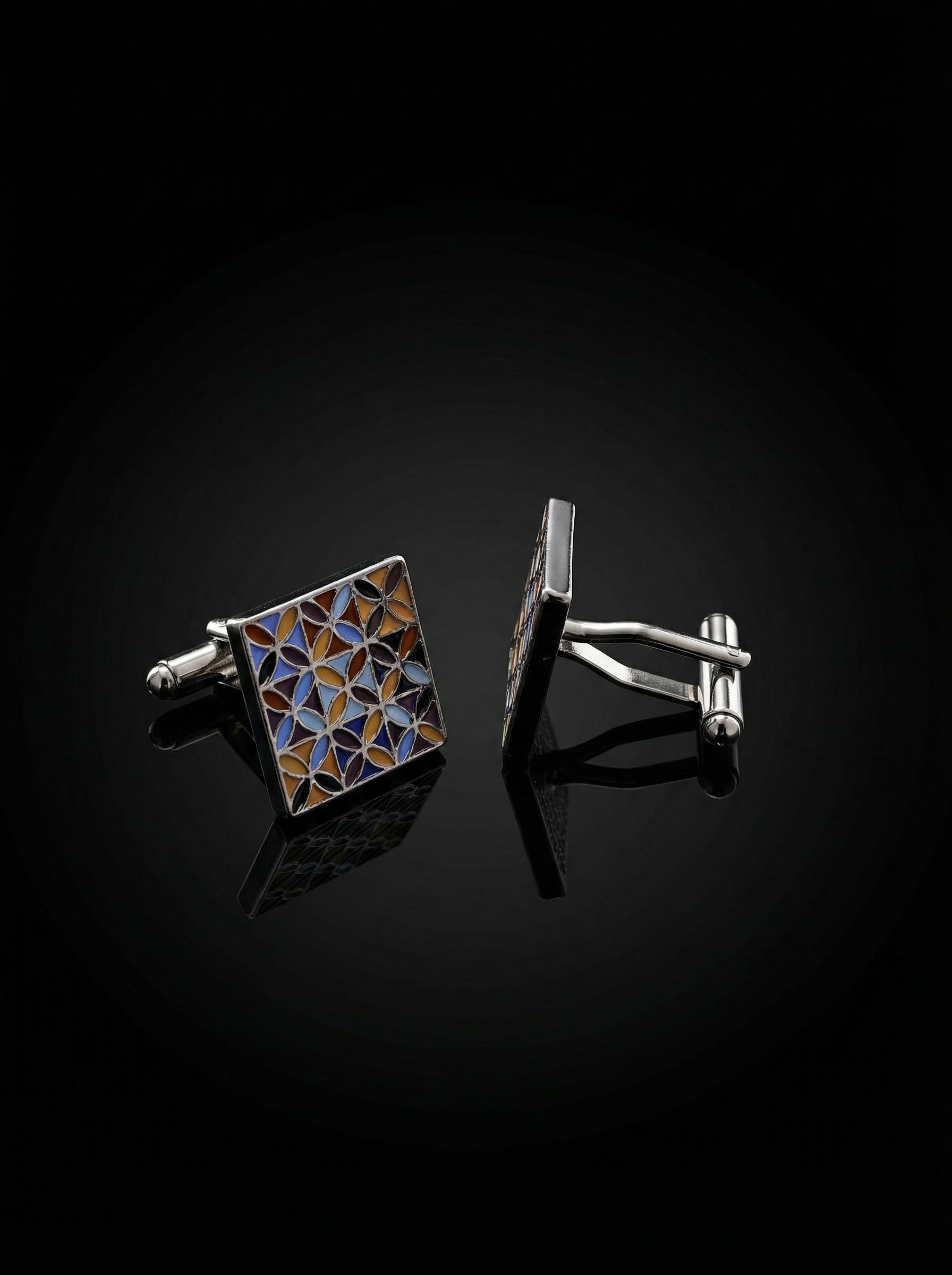 Tiled Leaf Multicolor Cufflinks Tivaaro