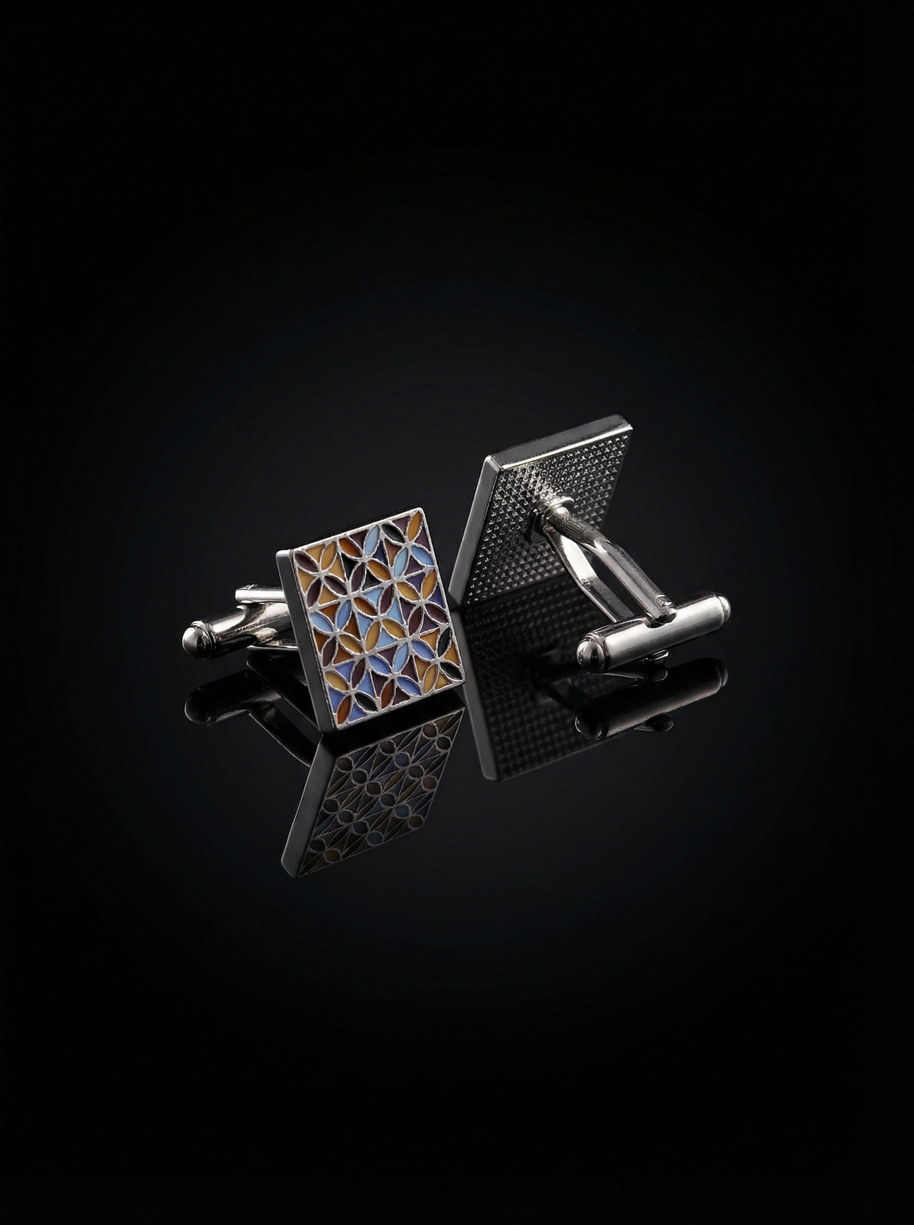 Tiled Leaf Multicolor Cufflinks Tivaaro