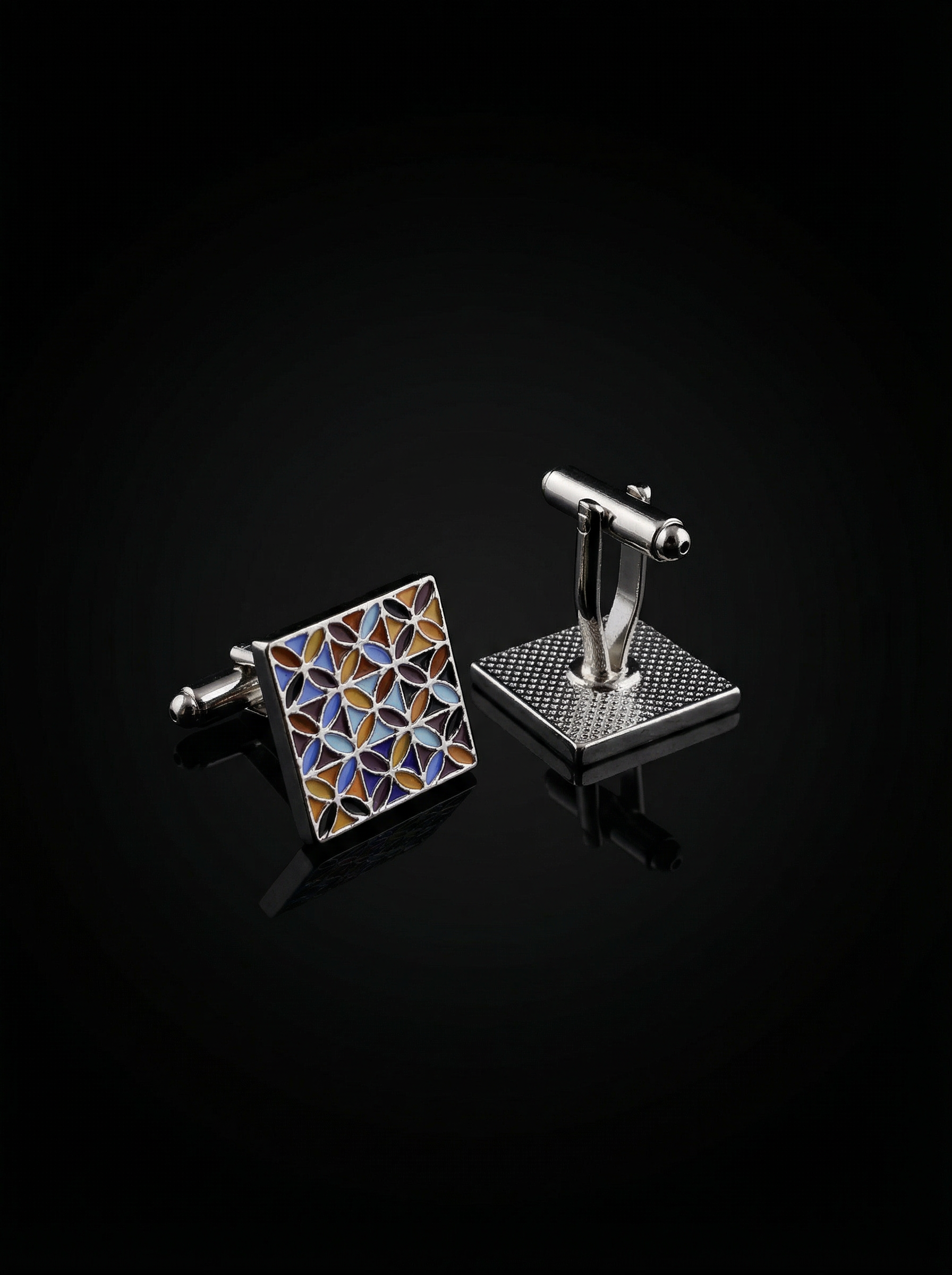Tiled Leaf Multicolor Cufflinks Tivaaro
