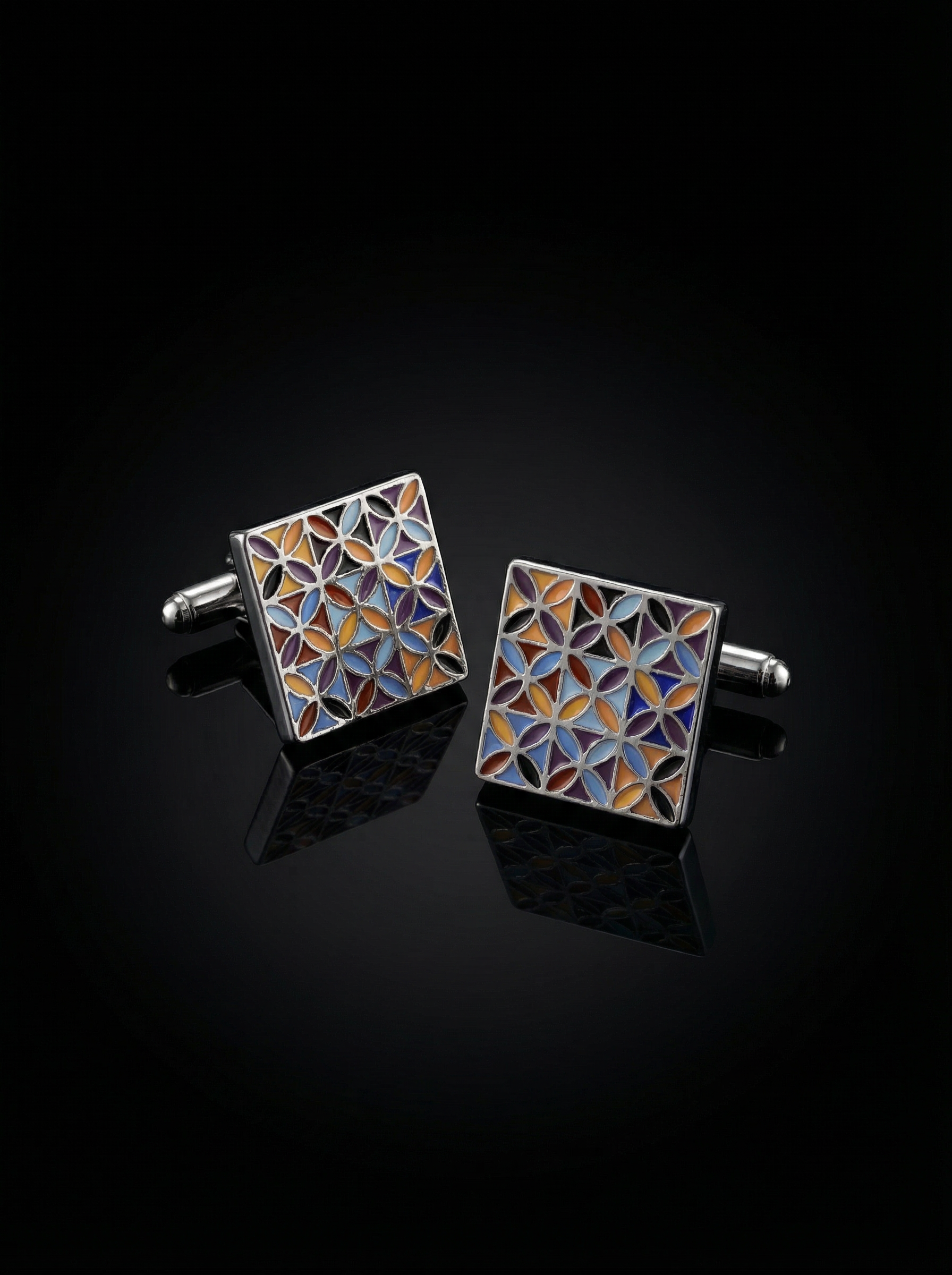 Tiled Leaf Multicolor Cufflinks Tivaaro