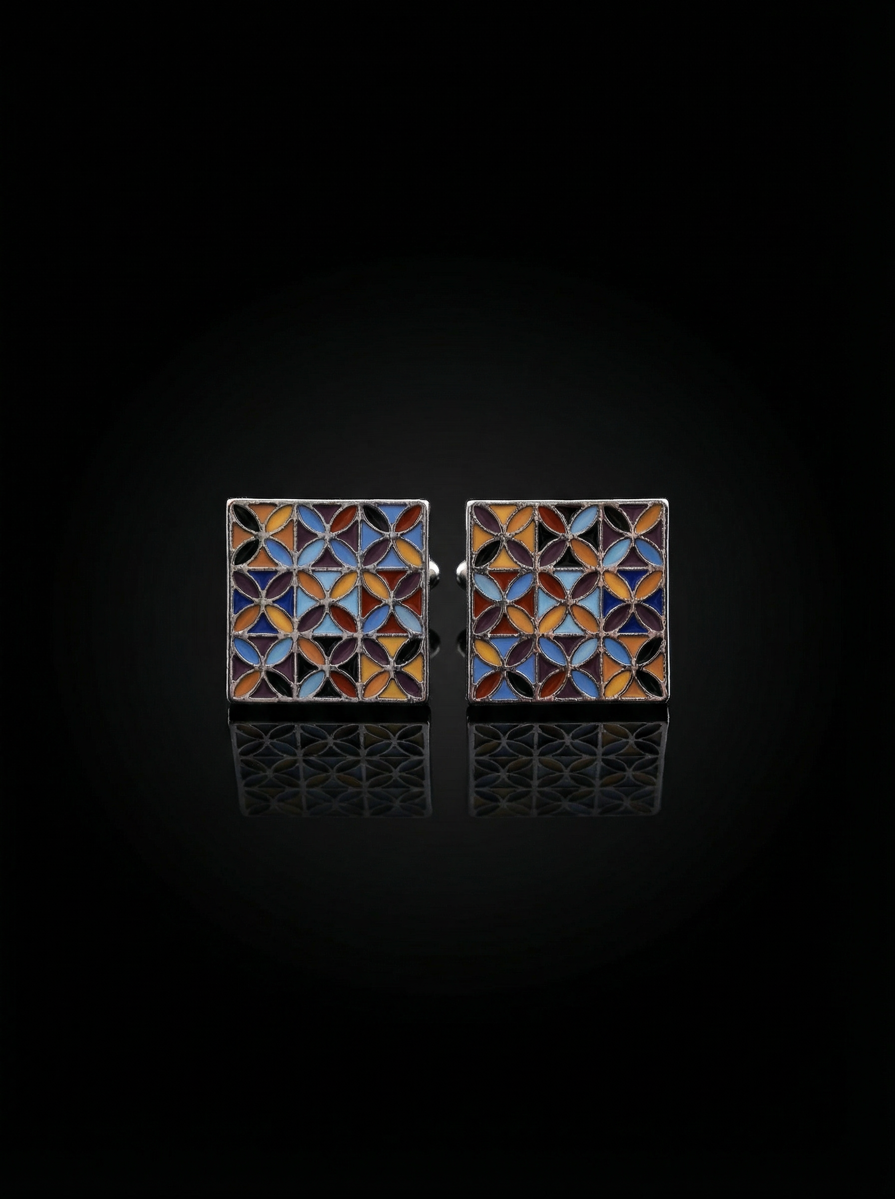 Tiled Leaf Multicolor Cufflinks Tivaaro
