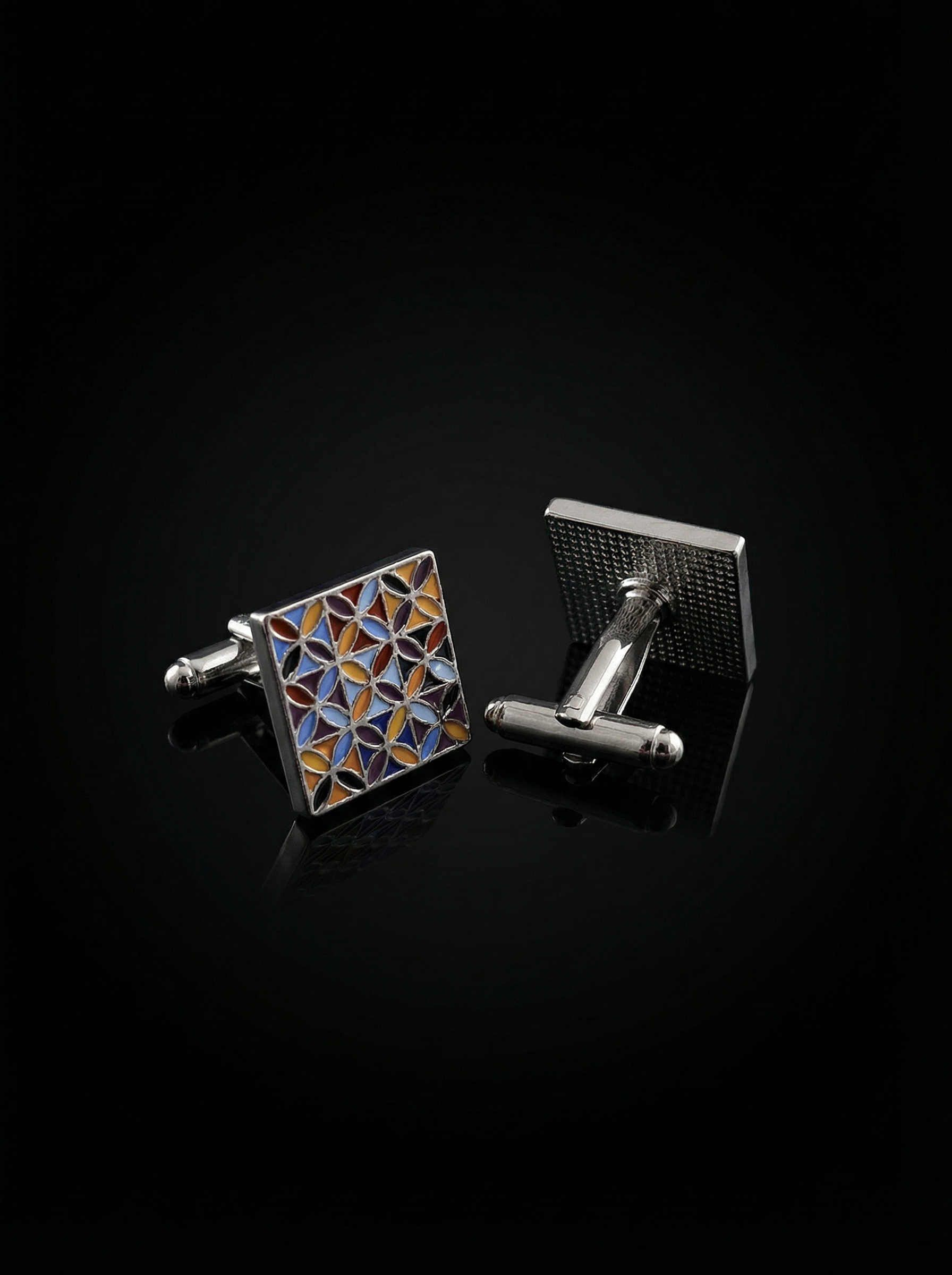 Tiled Leaf Multicolor Cufflinks Tivaaro