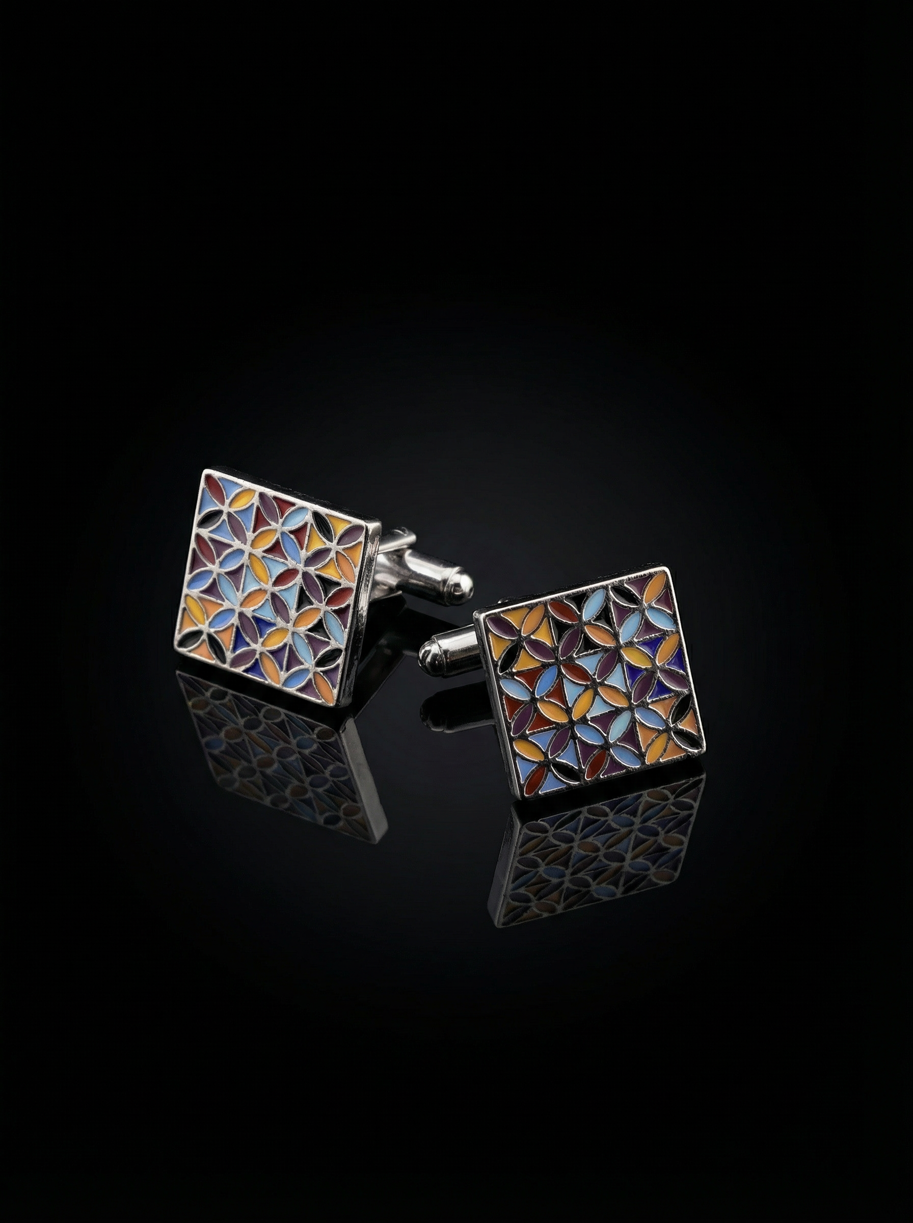 Tiled Leaf Multicolor Cufflinks Tivaaro