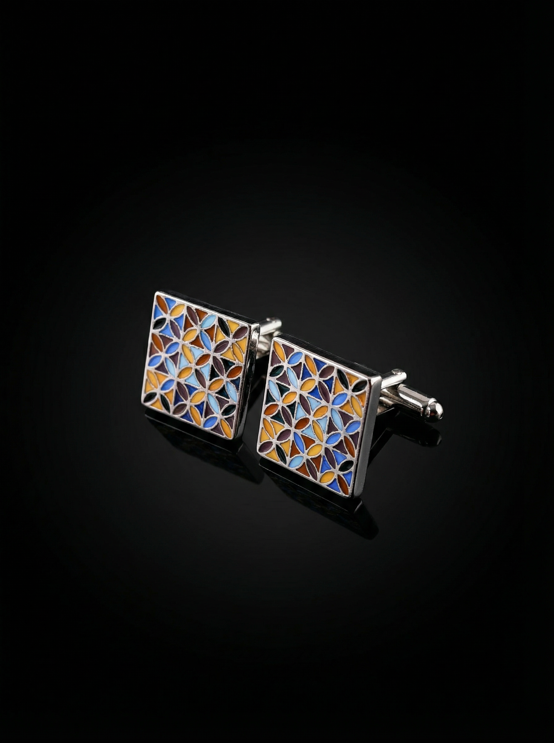 Tiled Leaf Multicolor Cufflinks Tivaaro