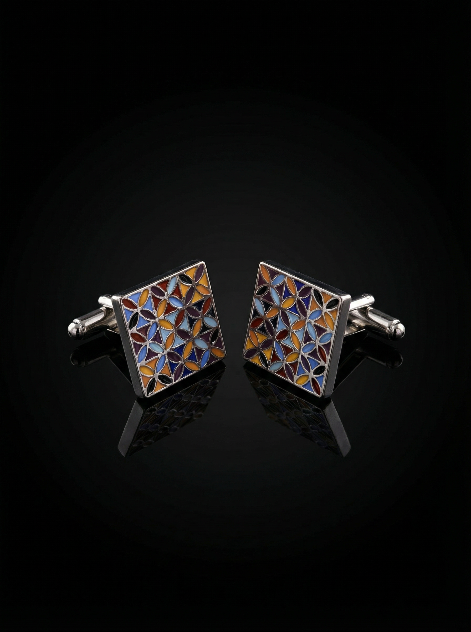 Tiled Leaf Multicolor Cufflinks Tivaaro