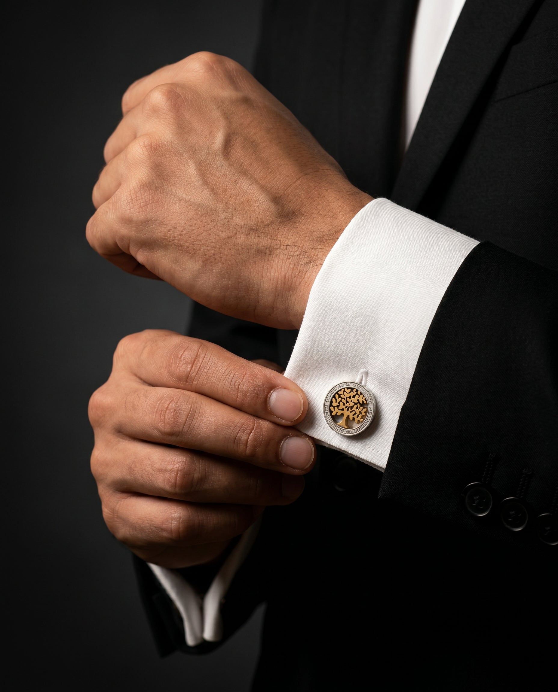 Gold-Tone Tree of Life Cufflinks by Tivaaro