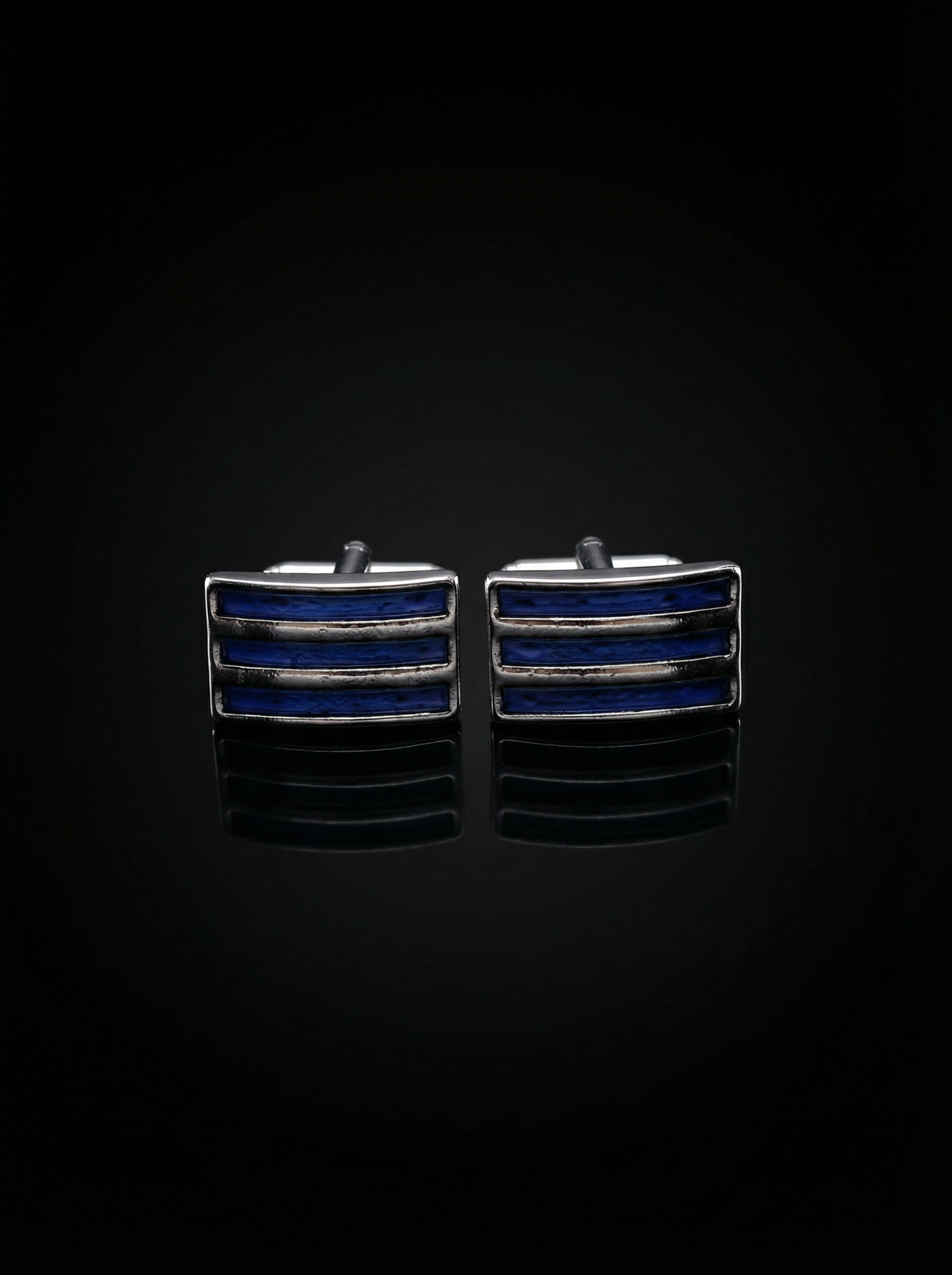Triple Bar Blue Cufflinks Tivaaro