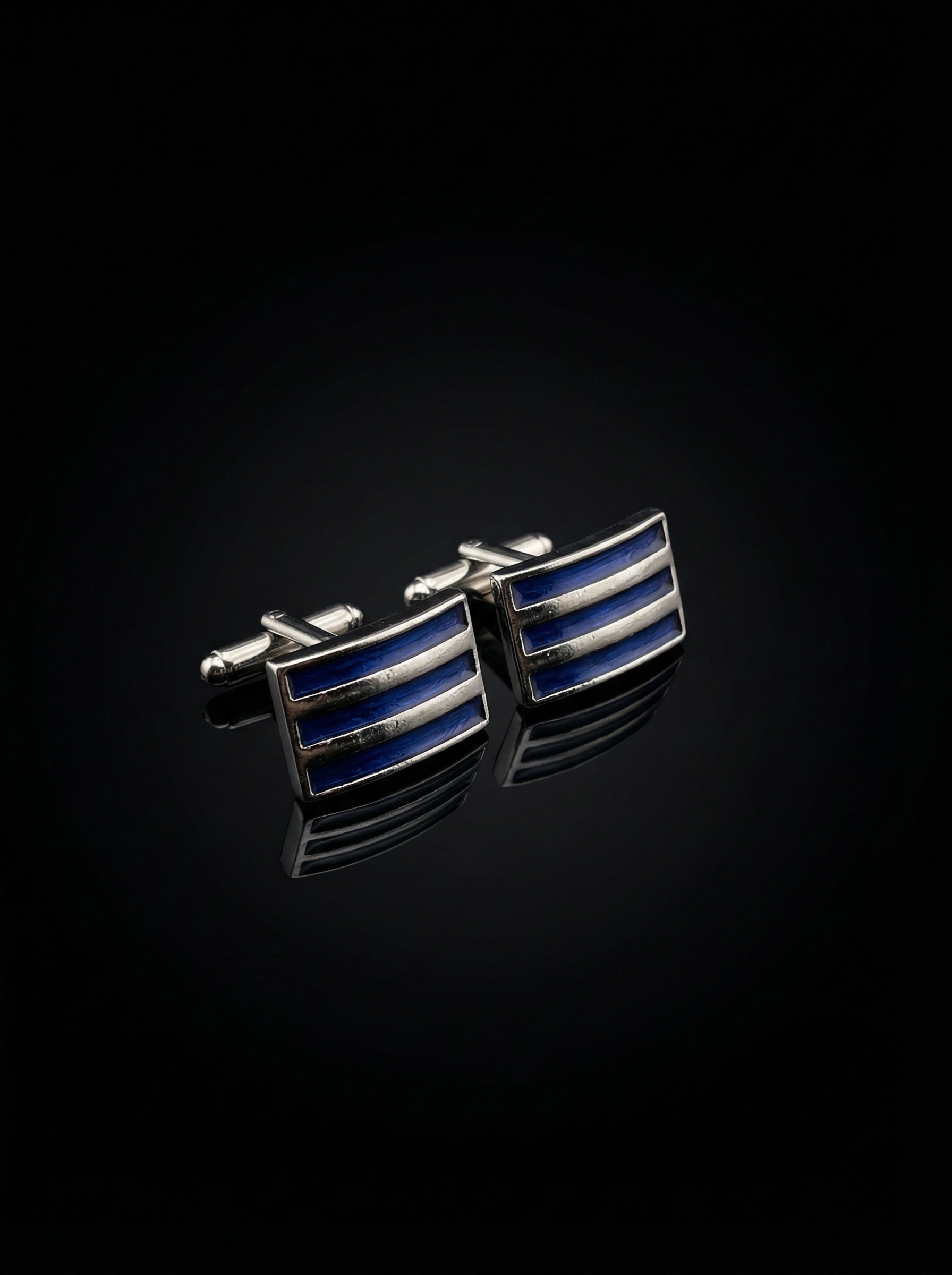 Triple Bar Blue Cufflinks Tivaaro