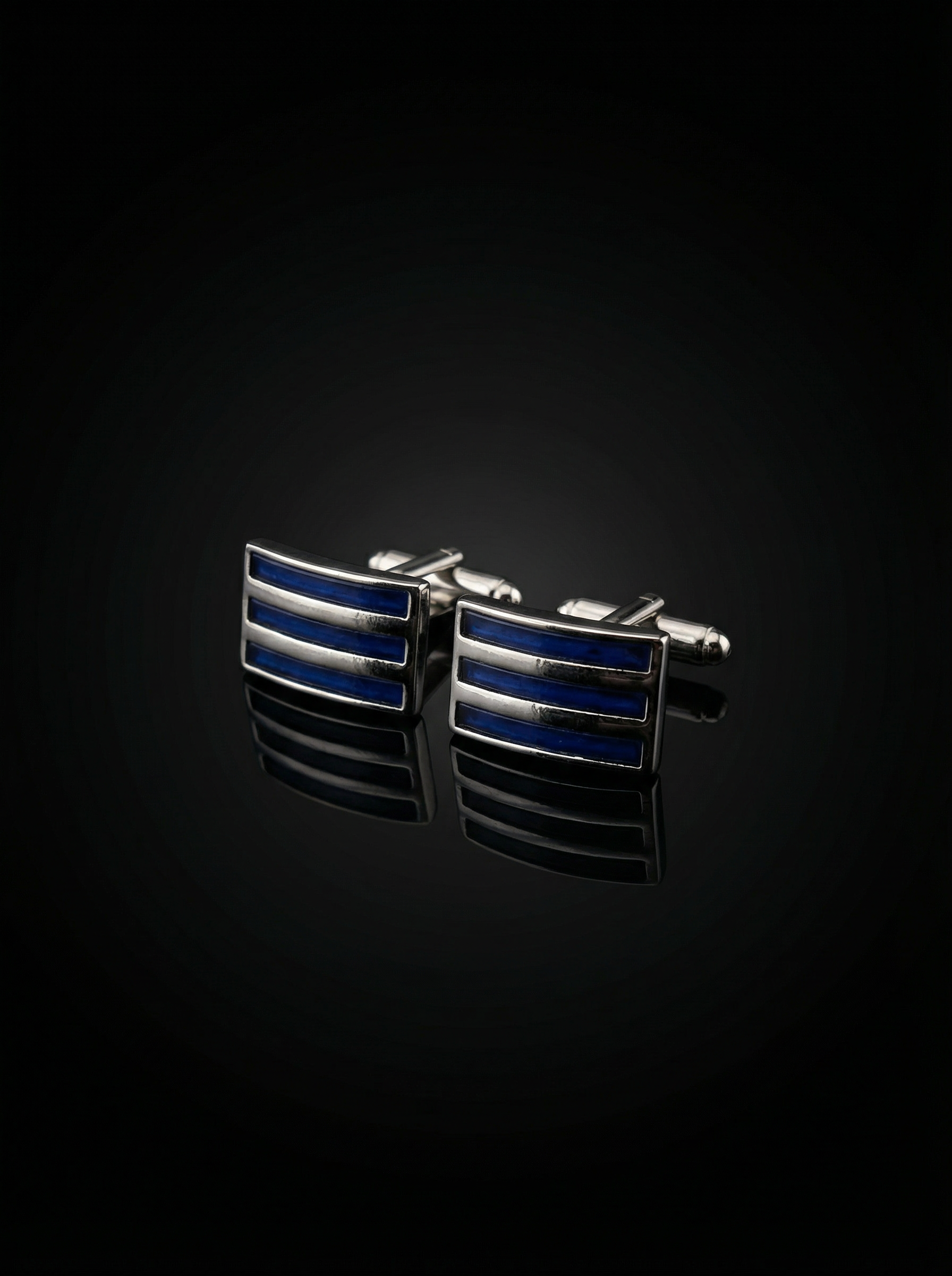 Triple Bar Blue Cufflinks Tivaaro