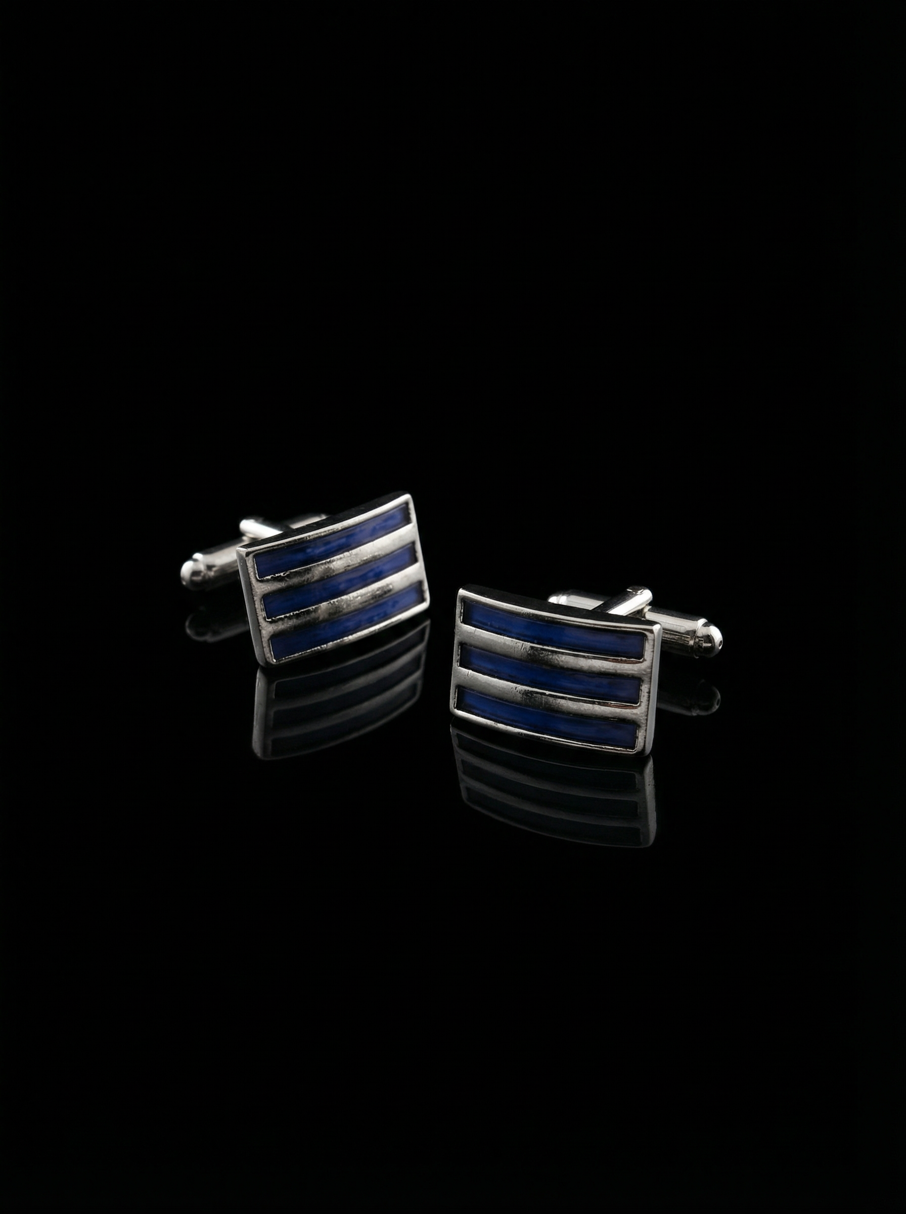Triple Bar Blue Cufflinks Tivaaro