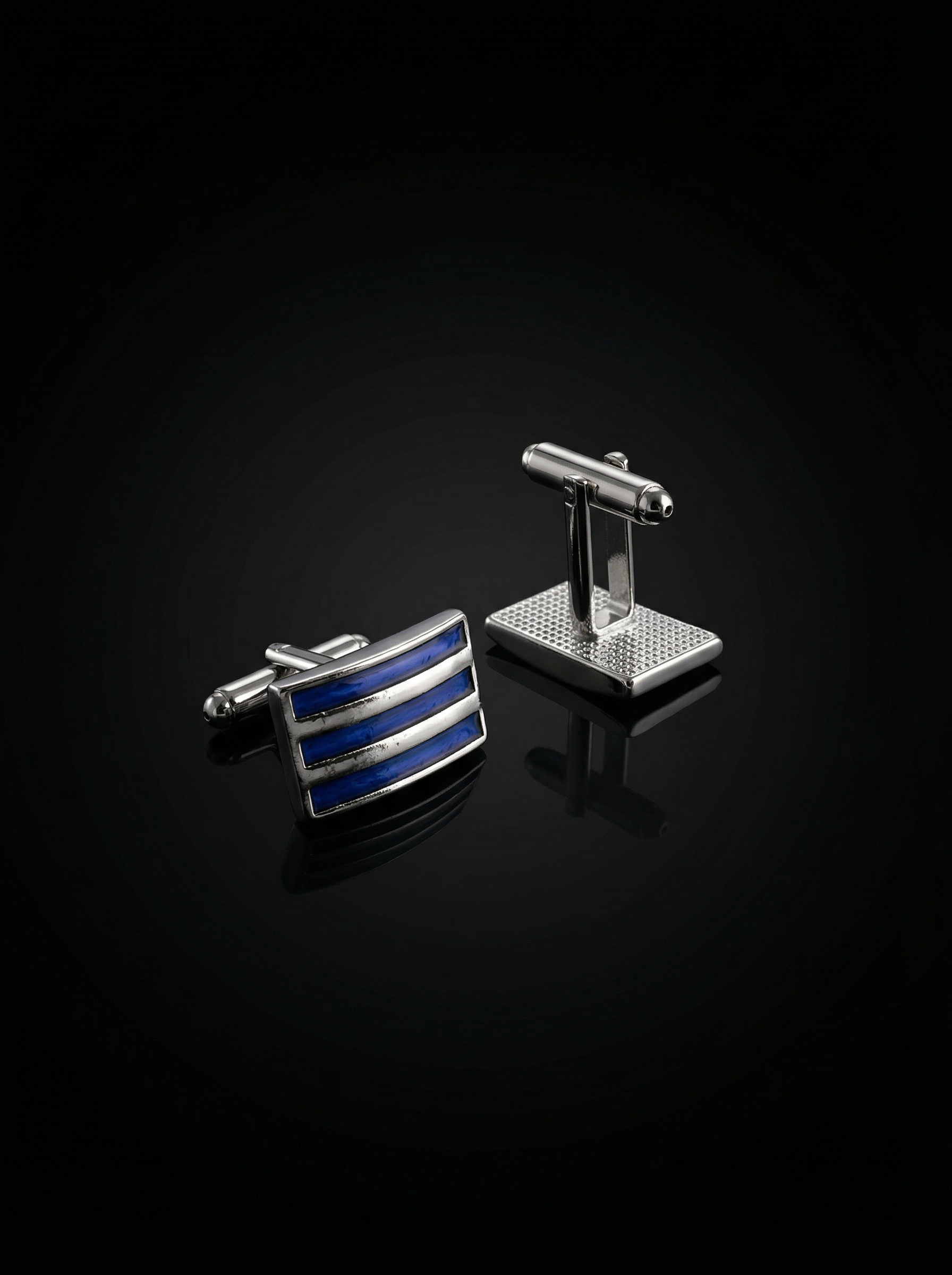 Triple Bar Blue Cufflinks Tivaaro