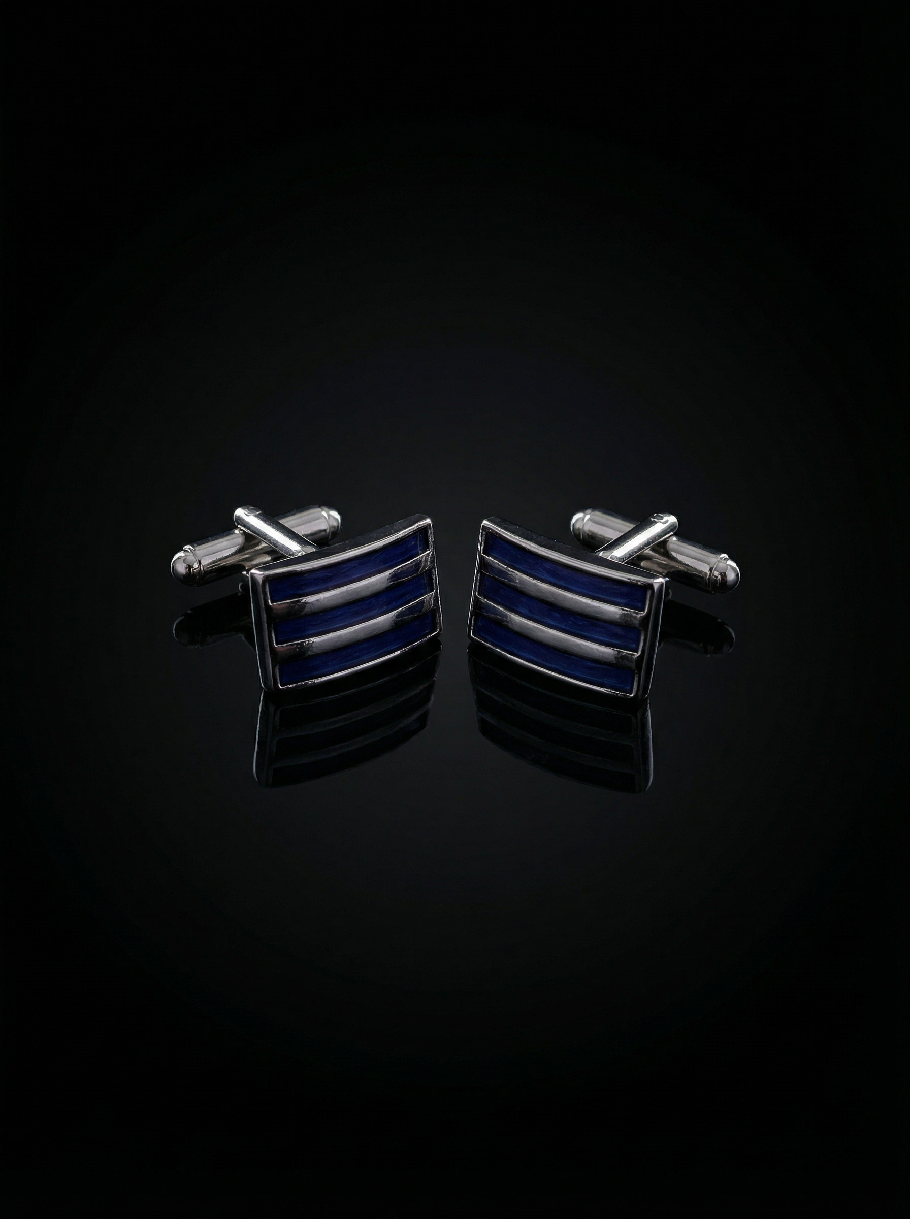 Triple Bar Blue Cufflinks Tivaaro