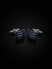 Triple Bar Blue Cufflinks Tivaaro