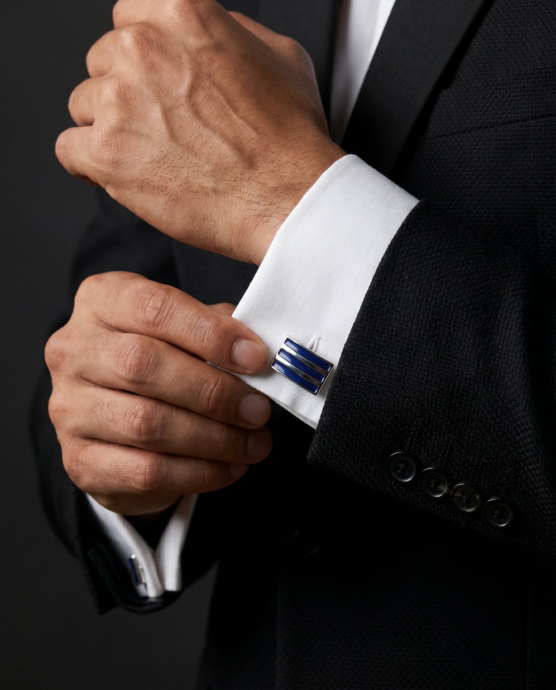 Triple Bar Blue Cufflinks Tivaaro