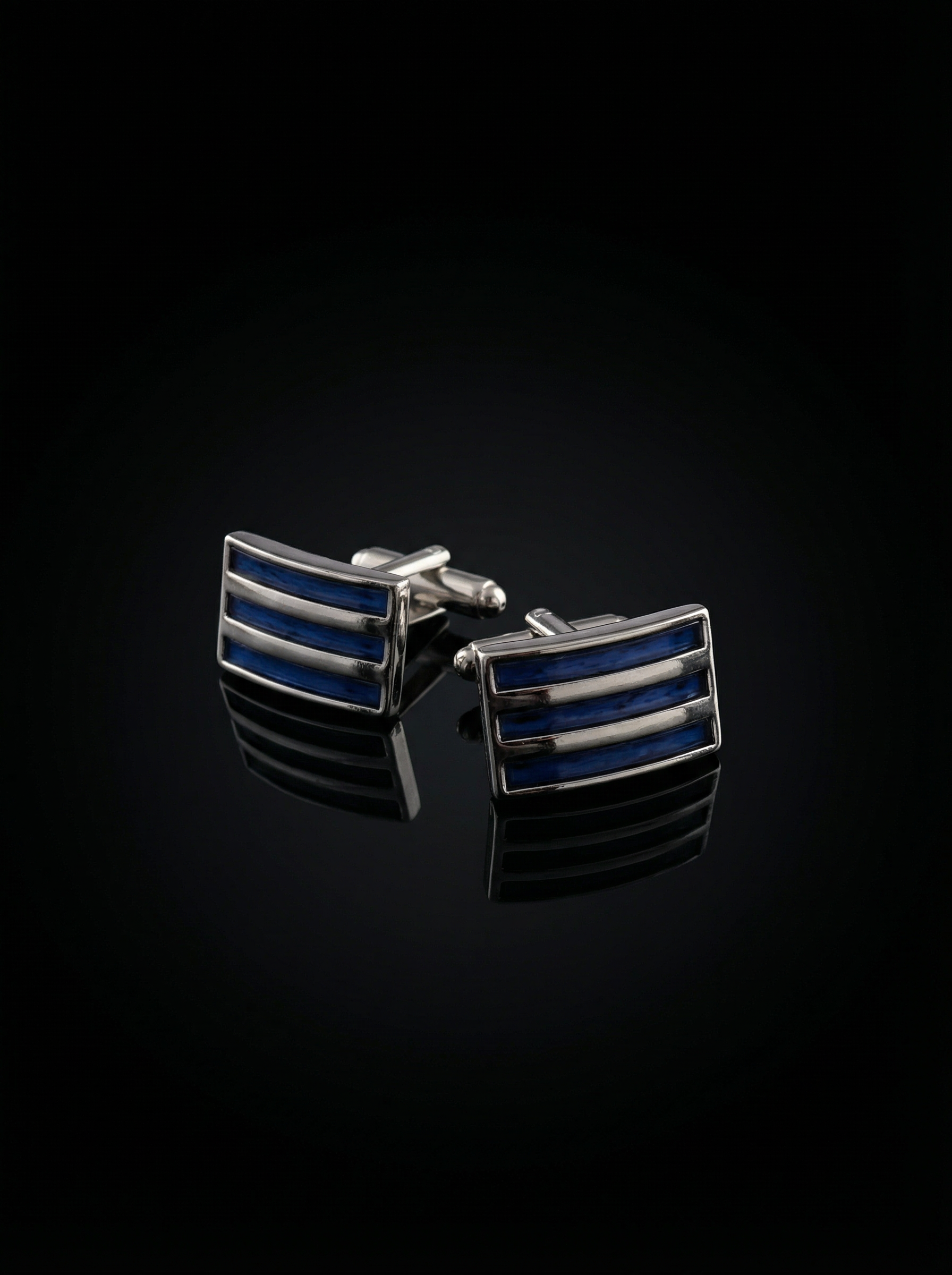 Triple Bar Blue Cufflinks Tivaaro