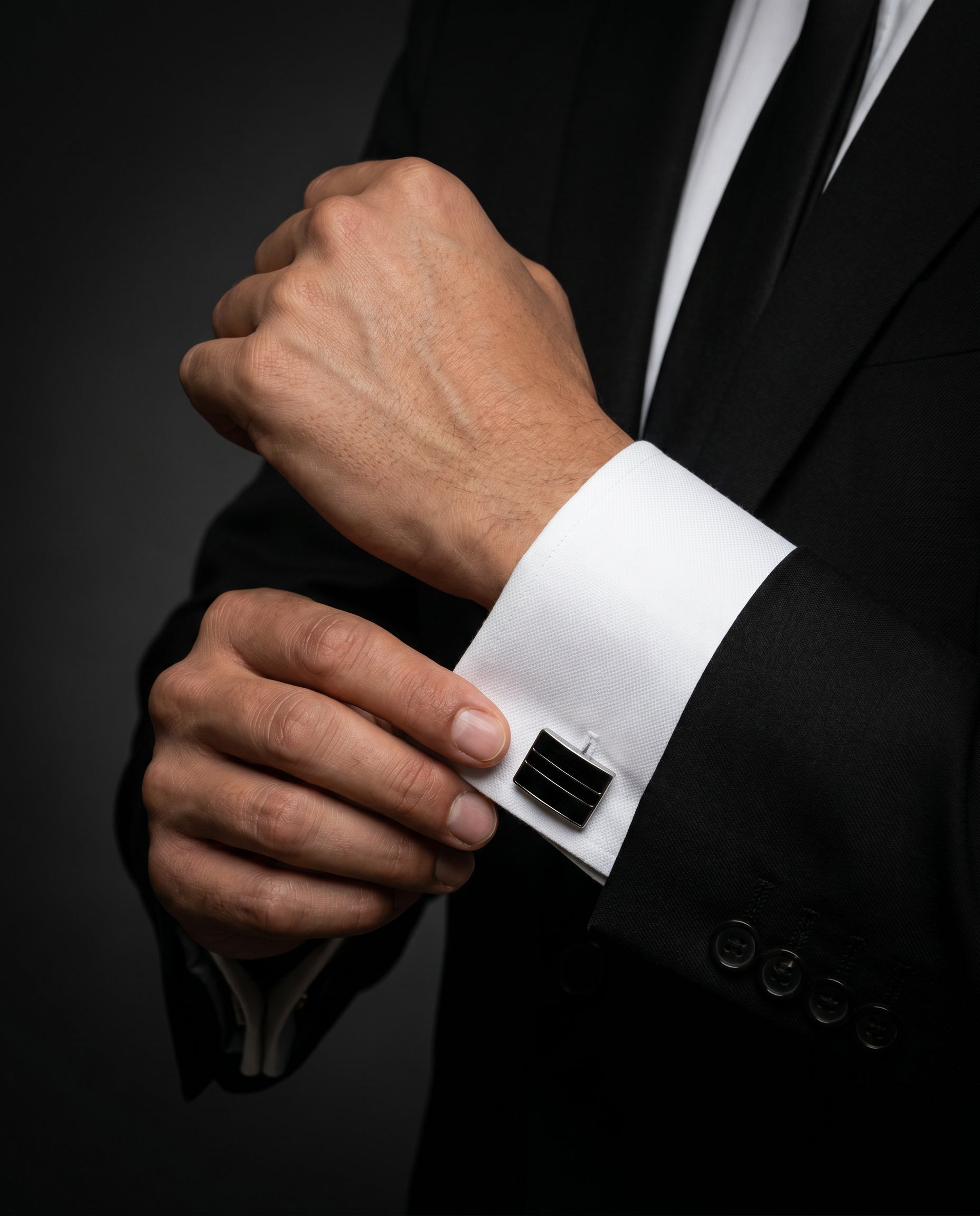 Triple Black Bar Cufflinks Tivaaro