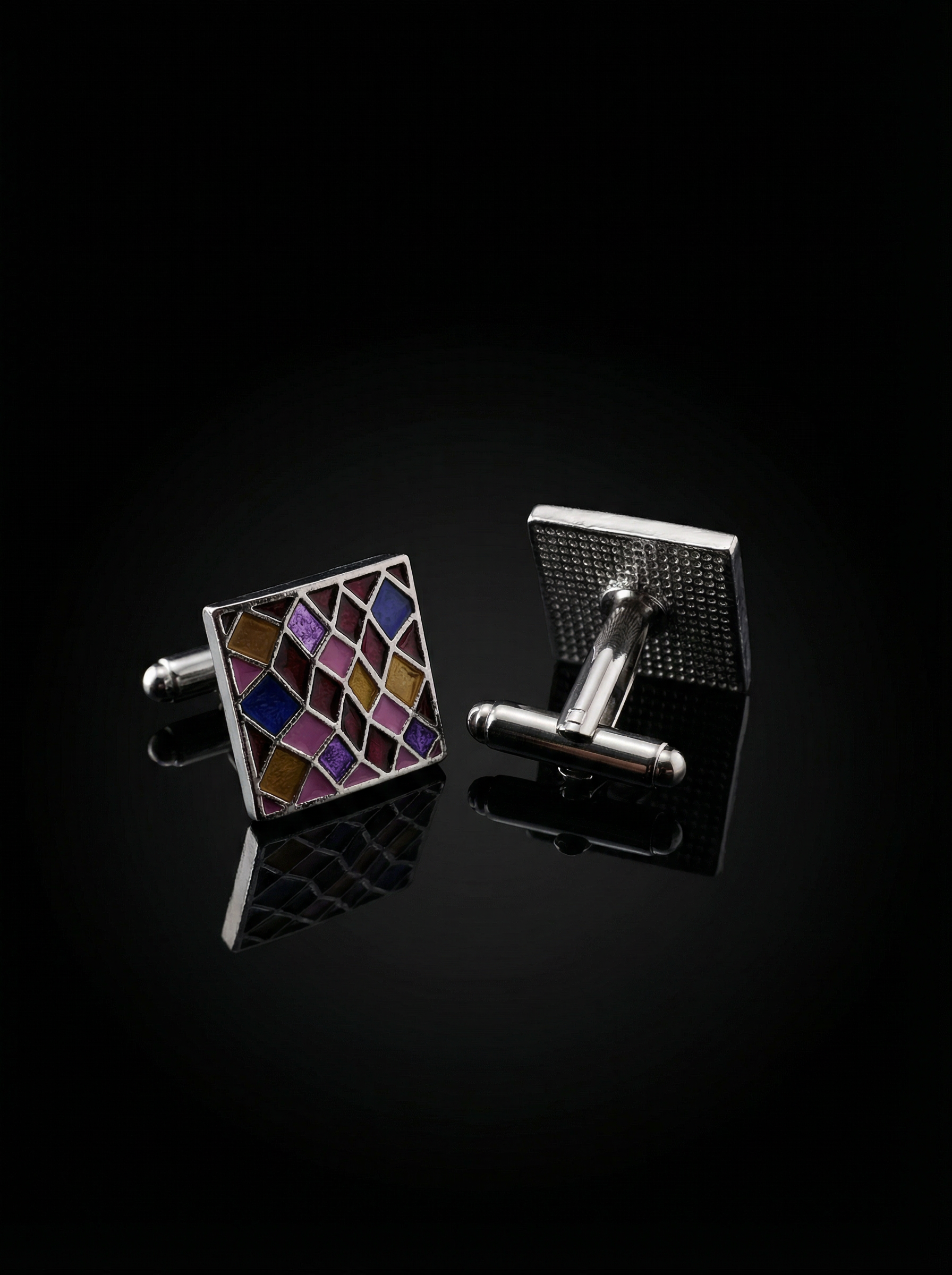 Vibrant Geometric Mosaic Cufflinks Tivaaro