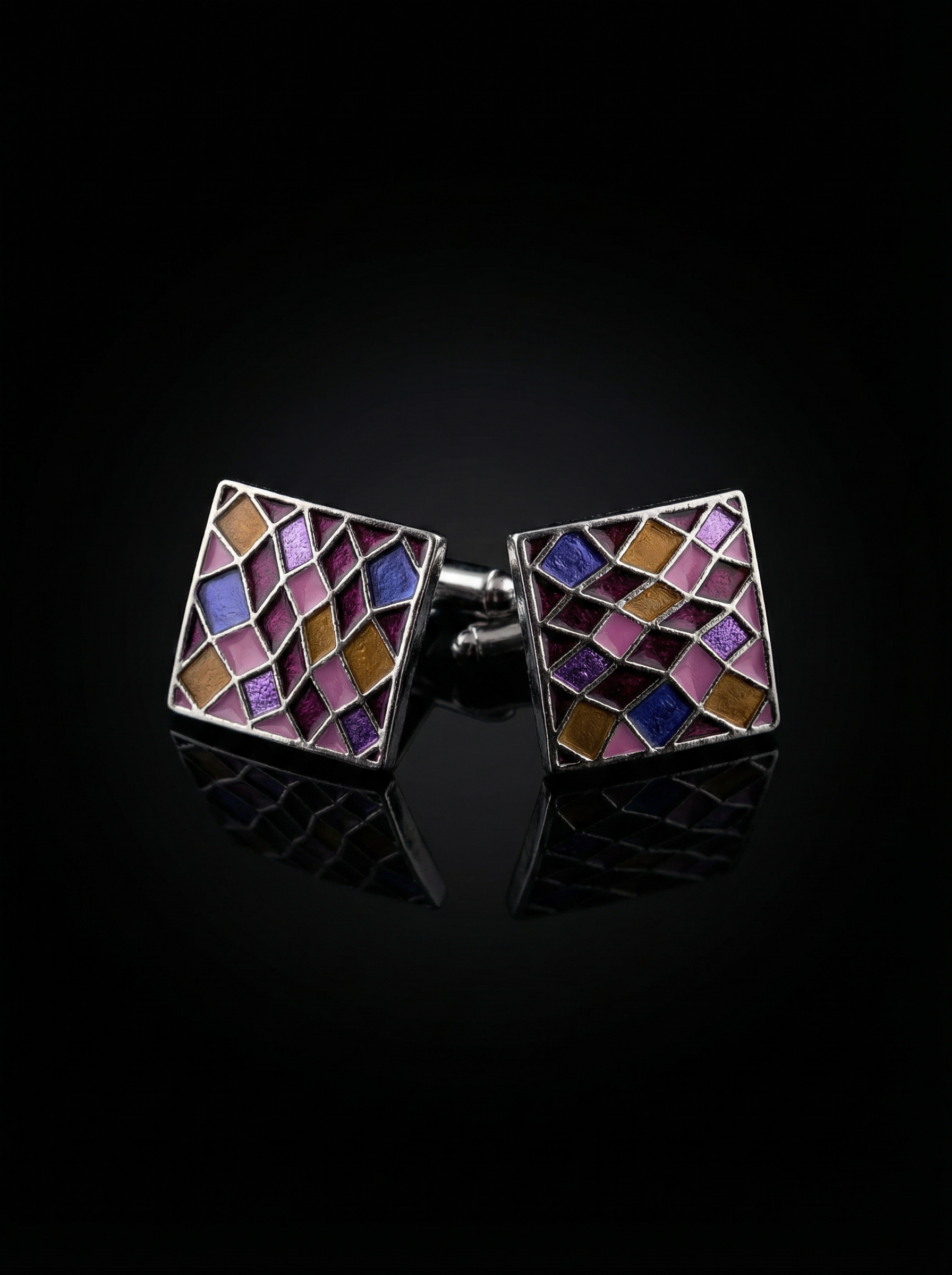 Vibrant Geometric Mosaic Cufflinks Tivaaro