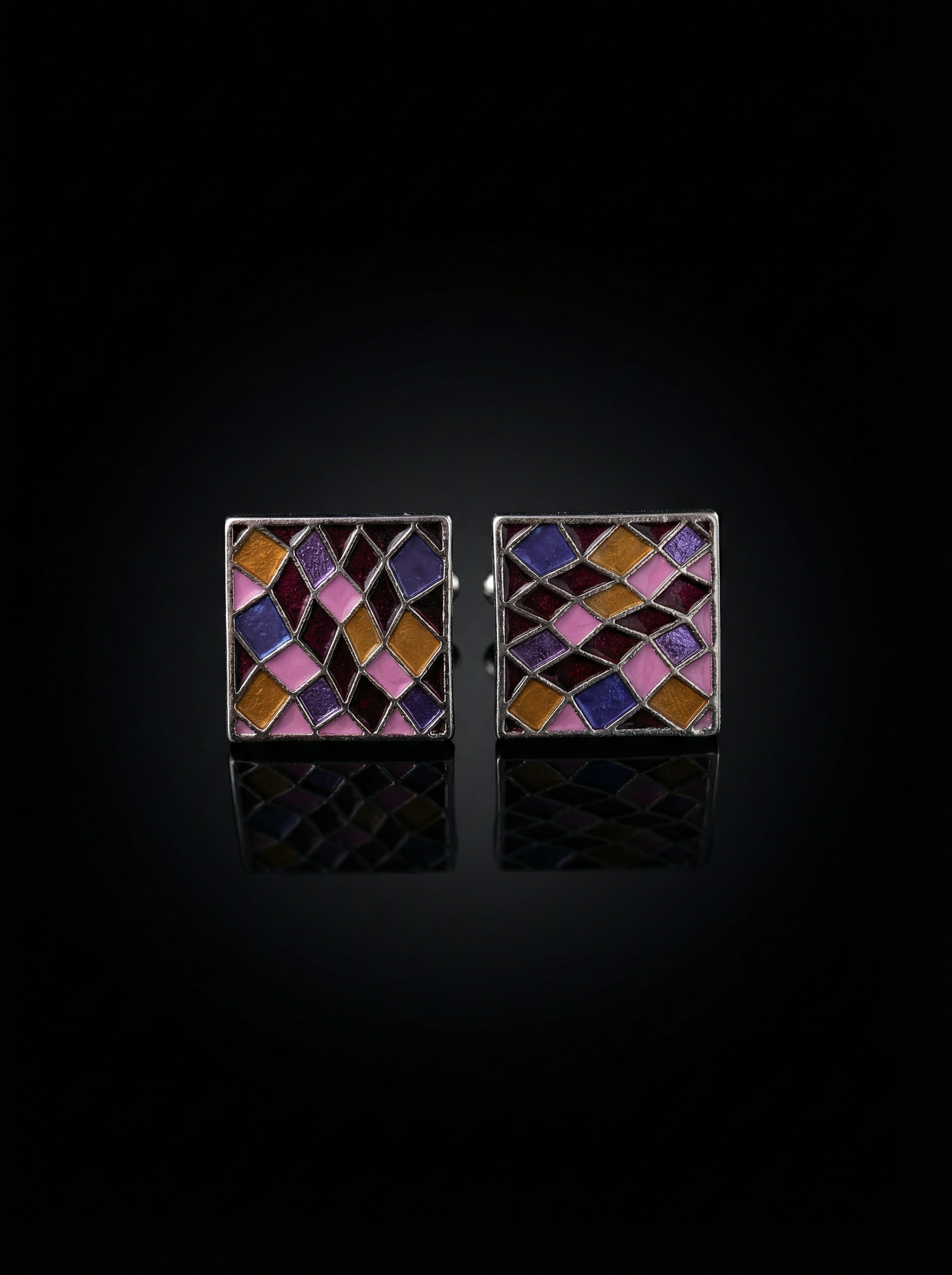 Vibrant Geometric Mosaic Cufflinks Tivaaro