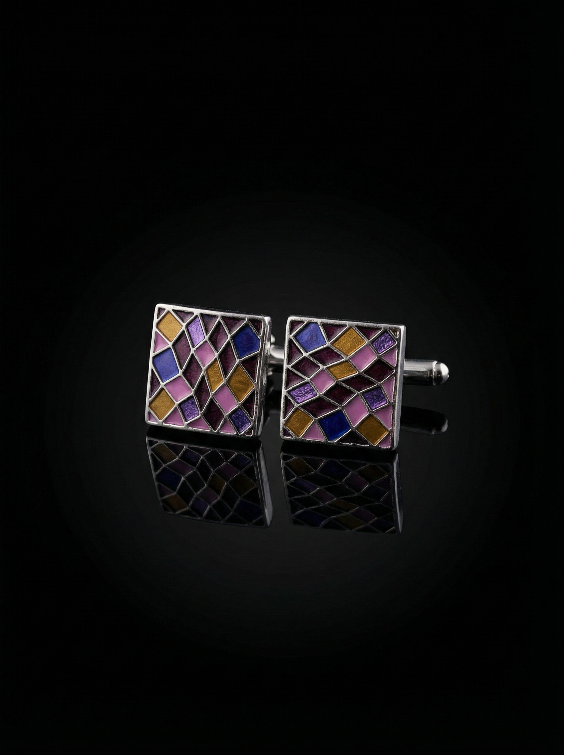 Vibrant Geometric Mosaic Cufflinks Tivaaro