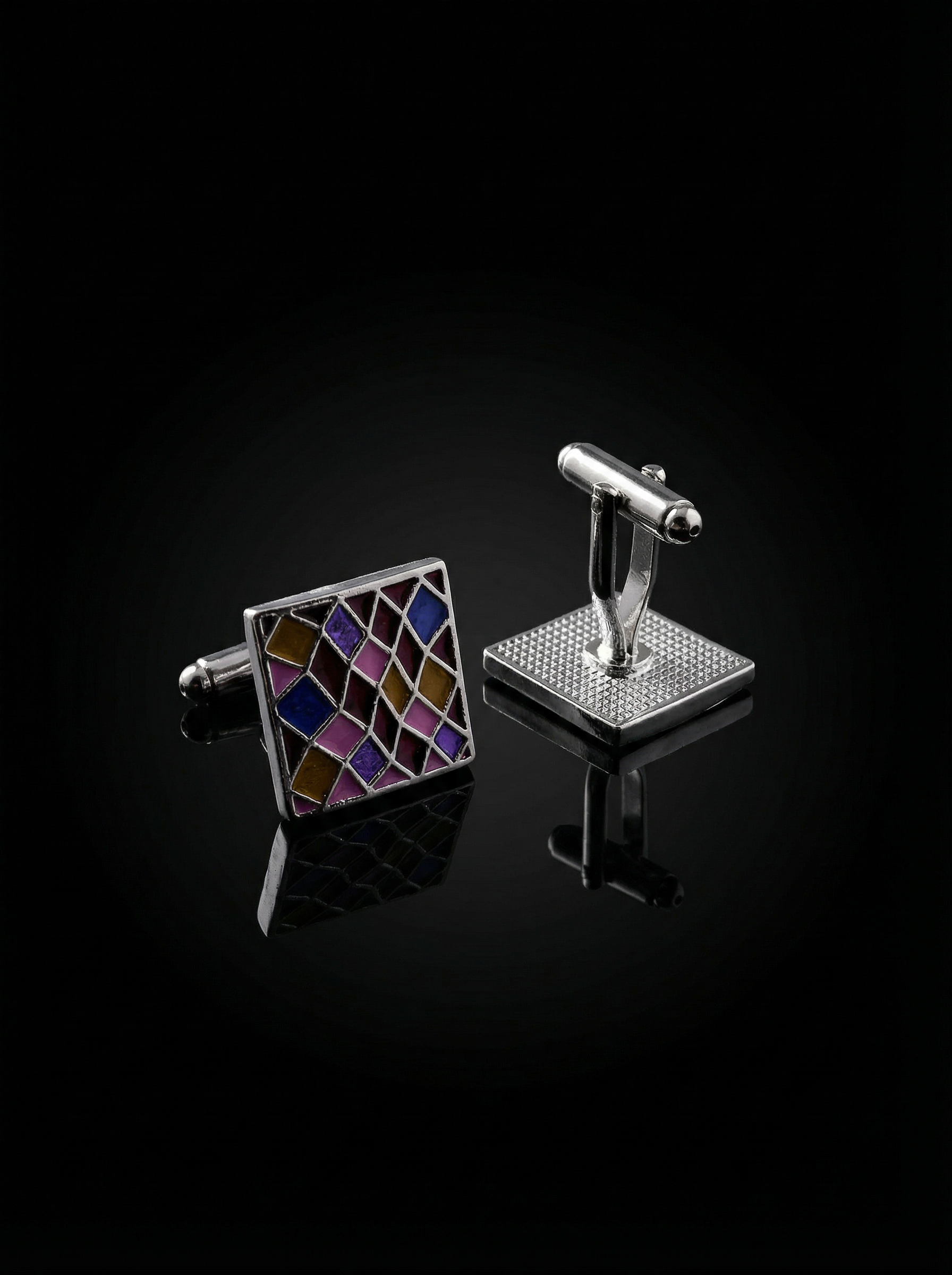 Vibrant Geometric Mosaic Cufflinks Tivaaro