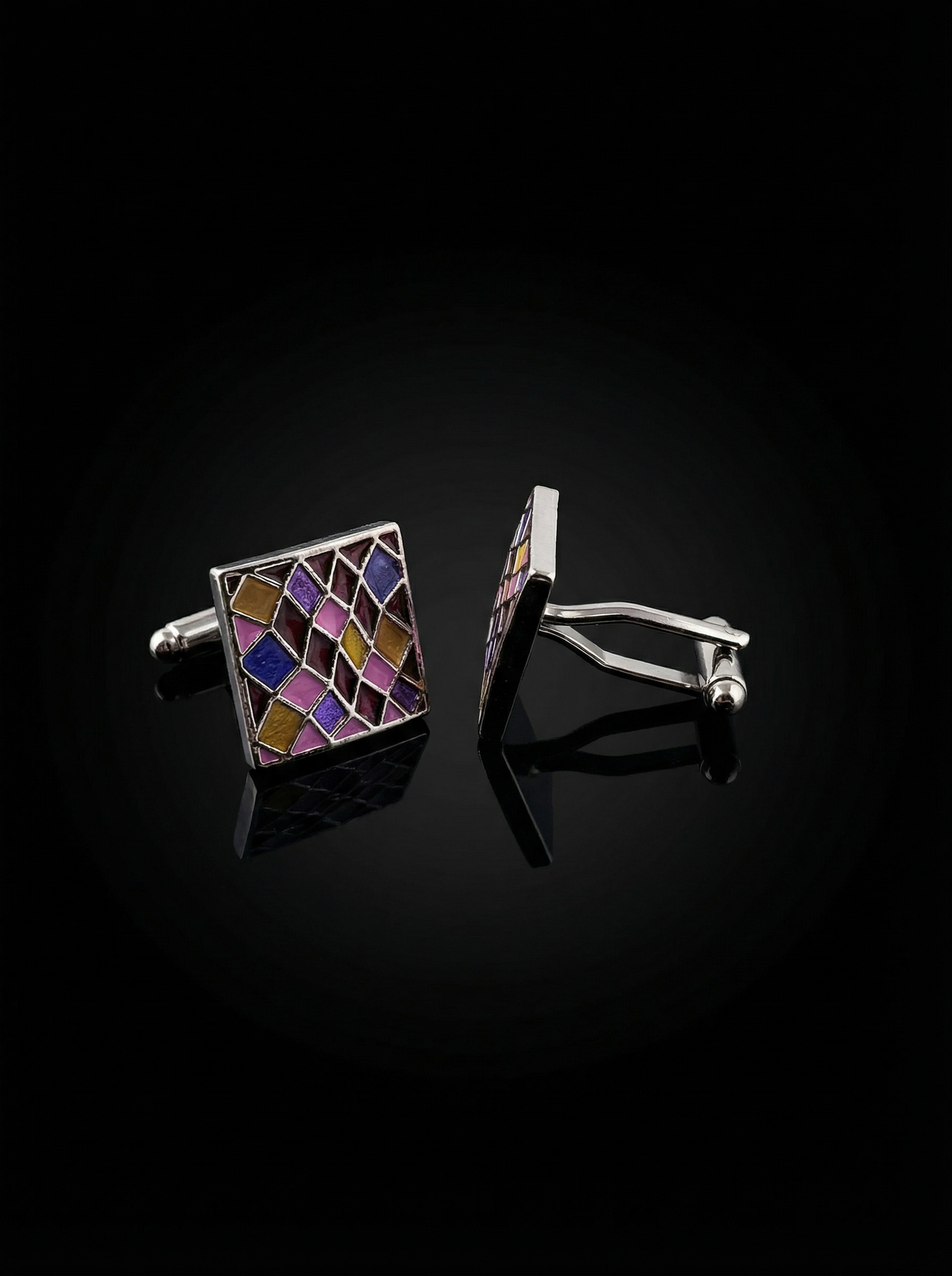 Vibrant Geometric Mosaic Cufflinks Tivaaro