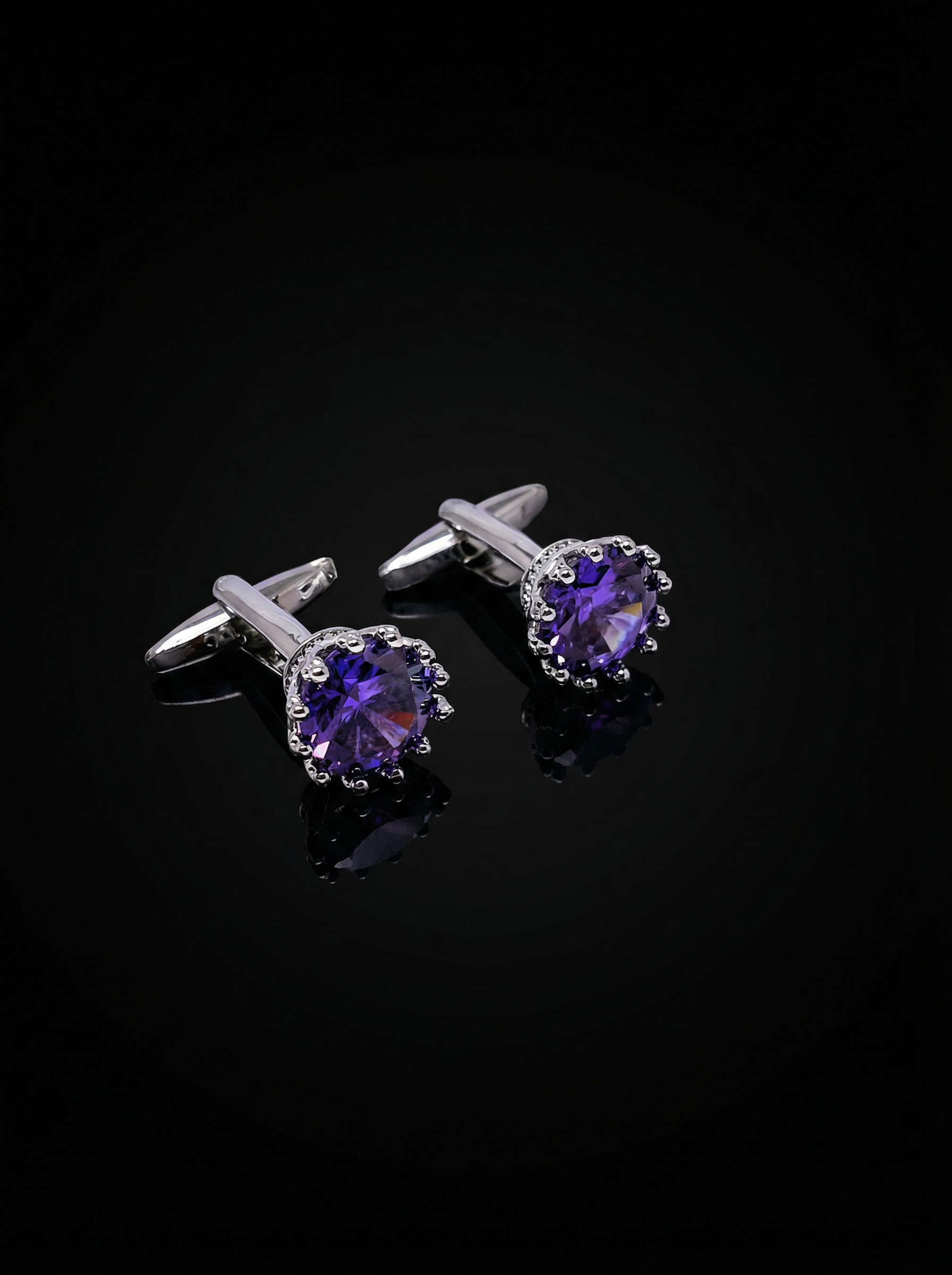 Violet Solitaire Cufflinks Tivaaro