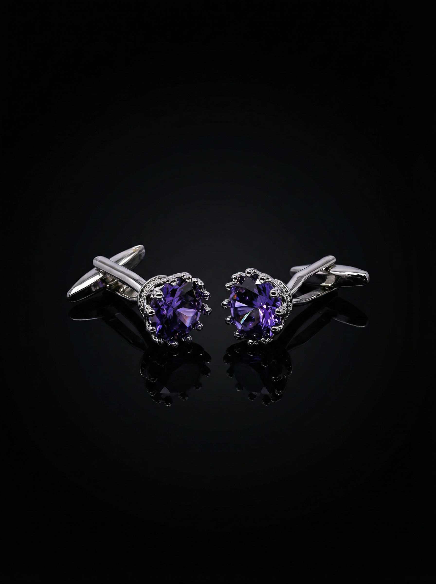 Violet Solitaire Cufflinks Tivaaro