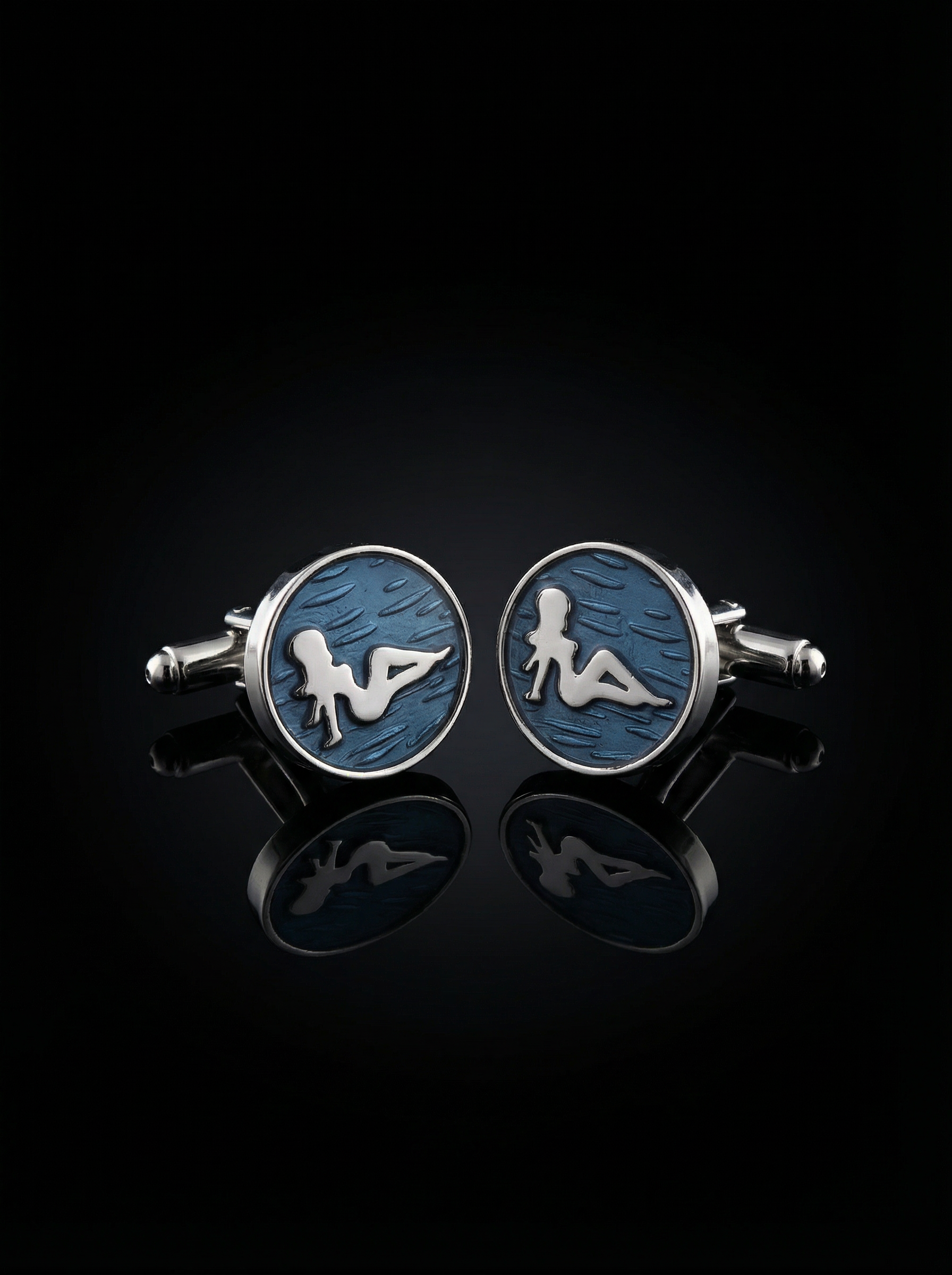 Women on Blue Cufflinks Tivaaro