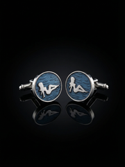 Women on Blue Cufflinks Tivaaro