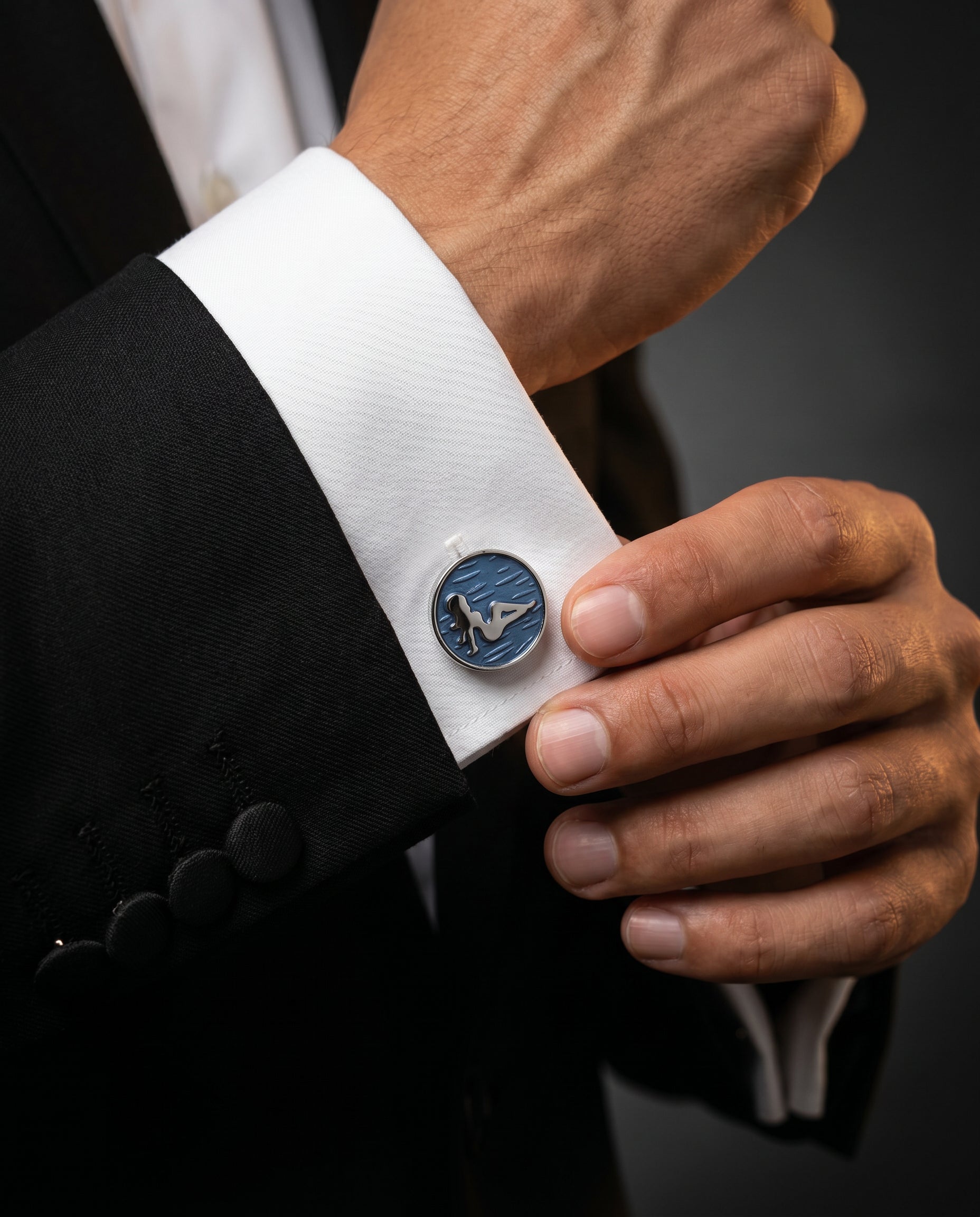 Women on Blue Cufflinks by Tivaaro