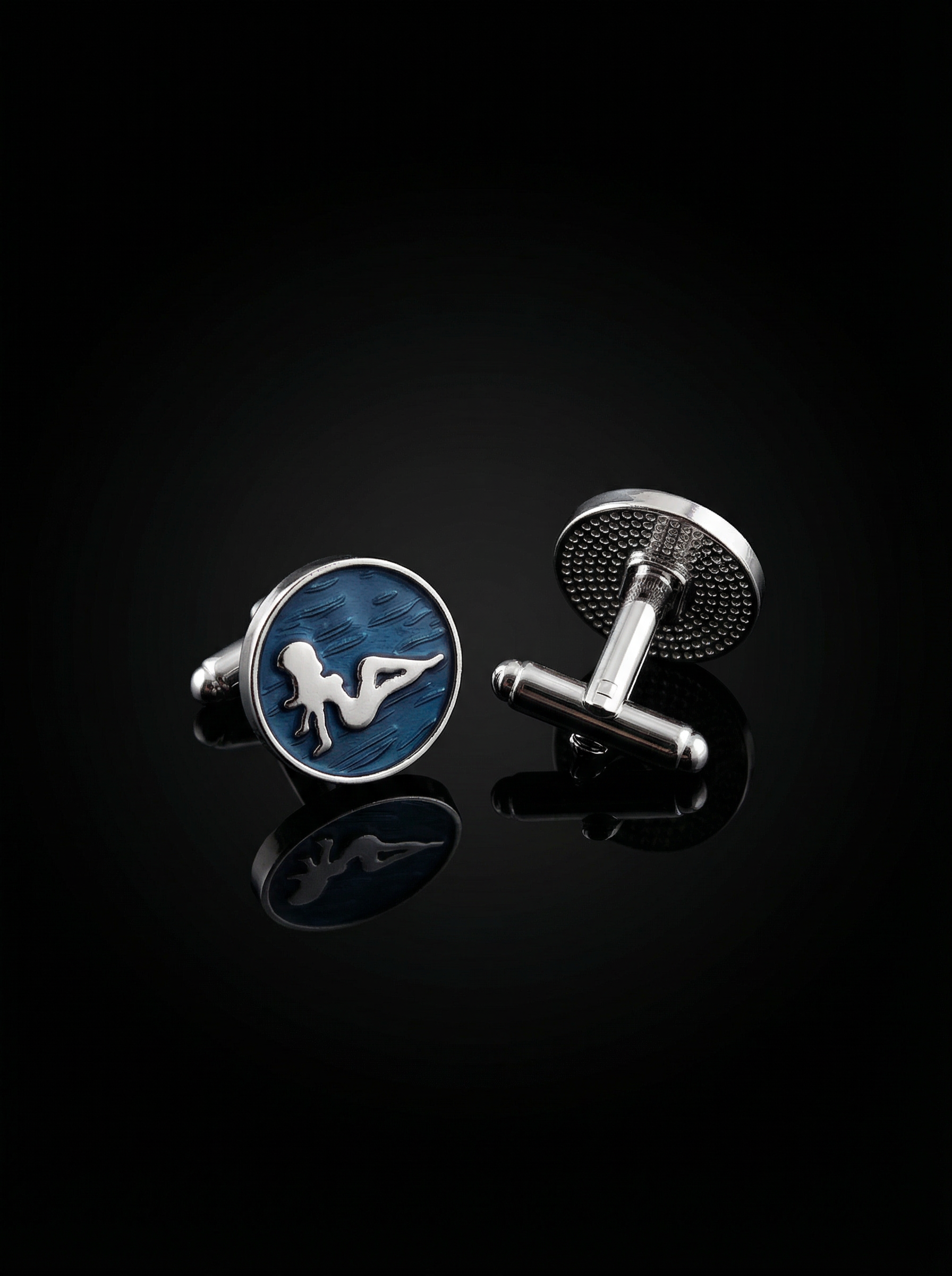 Women on Blue Cufflinks Tivaaro