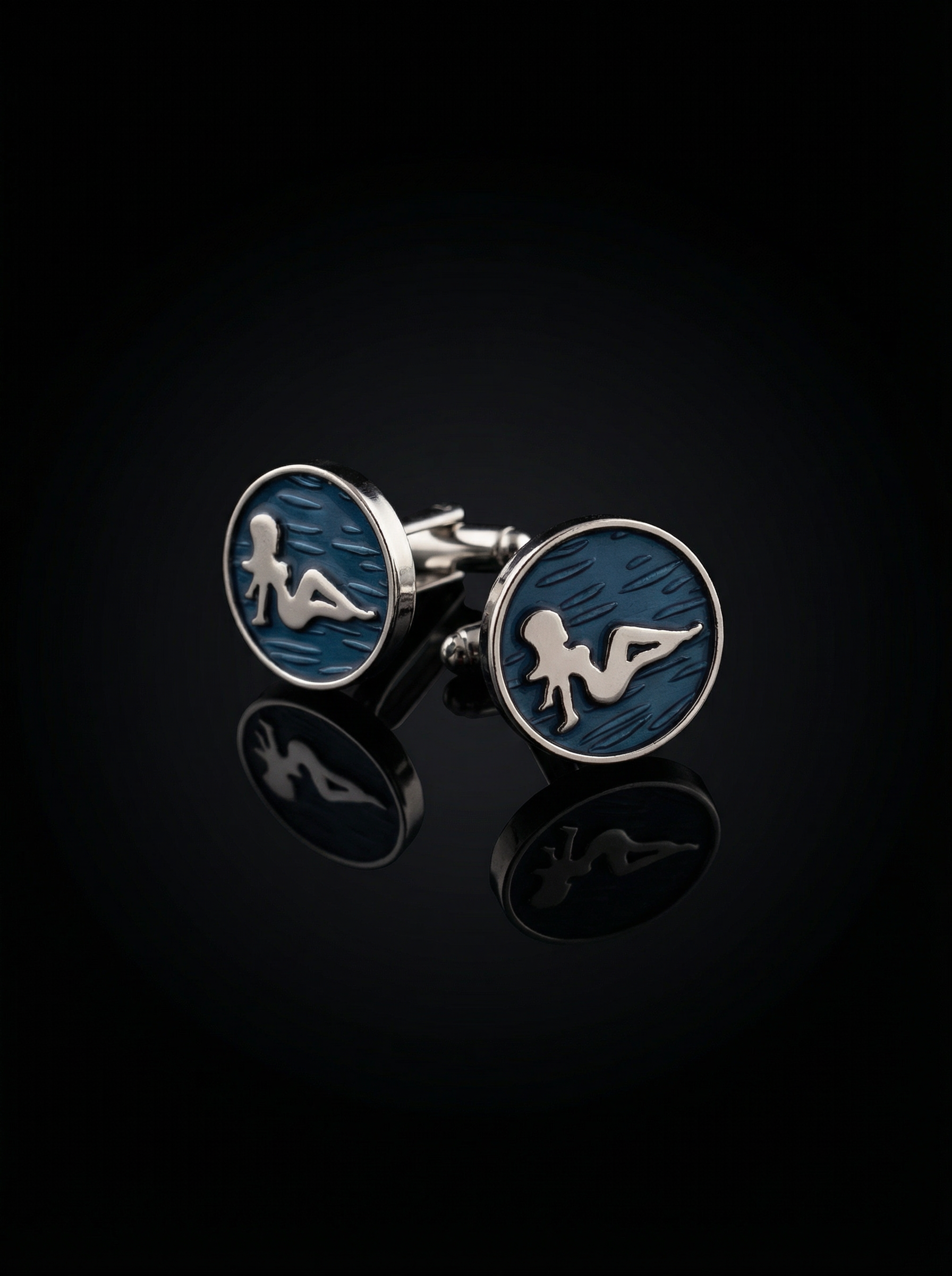Women on Blue Cufflinks Tivaaro