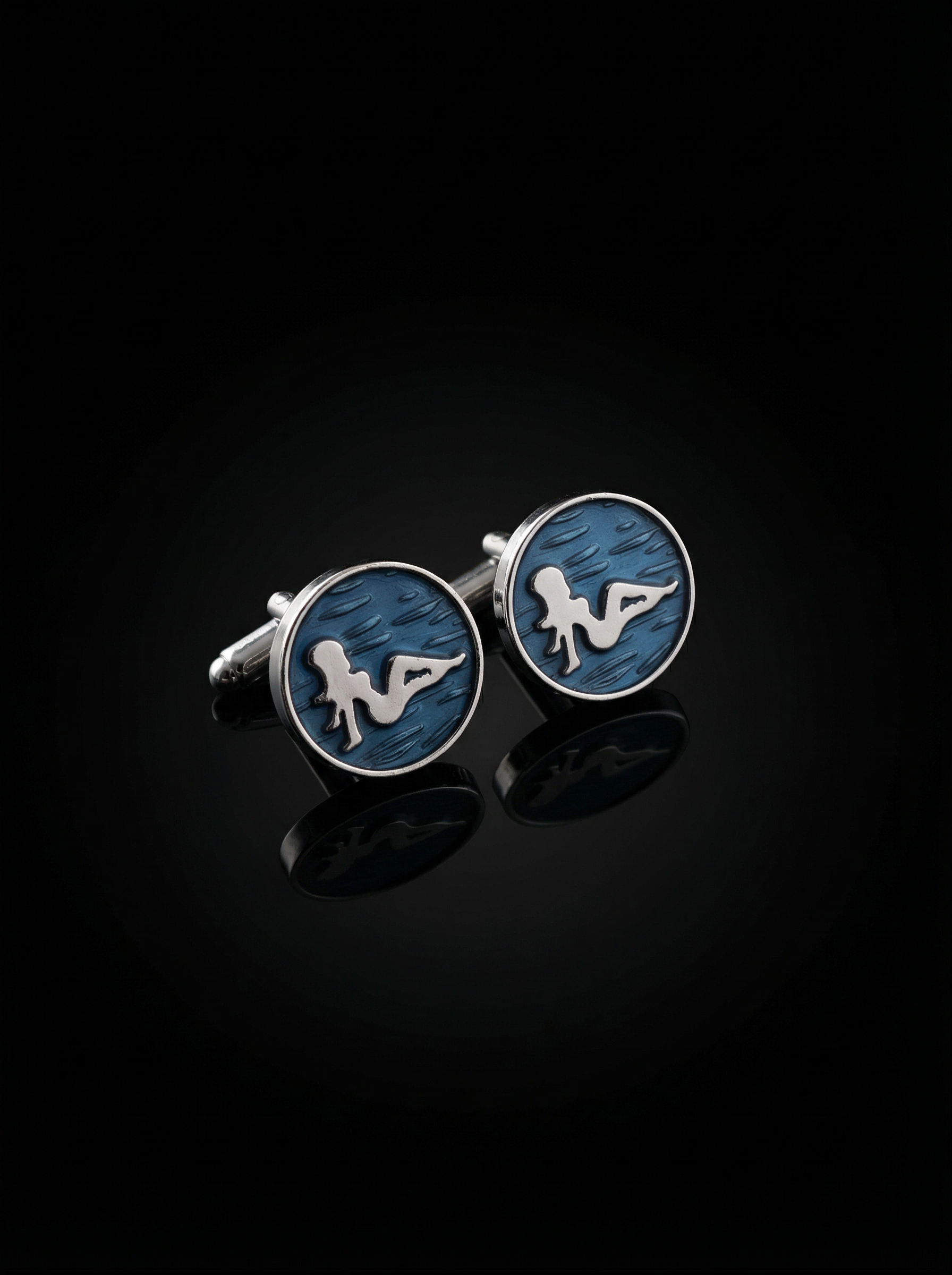 Women on Blue Cufflinks Tivaaro